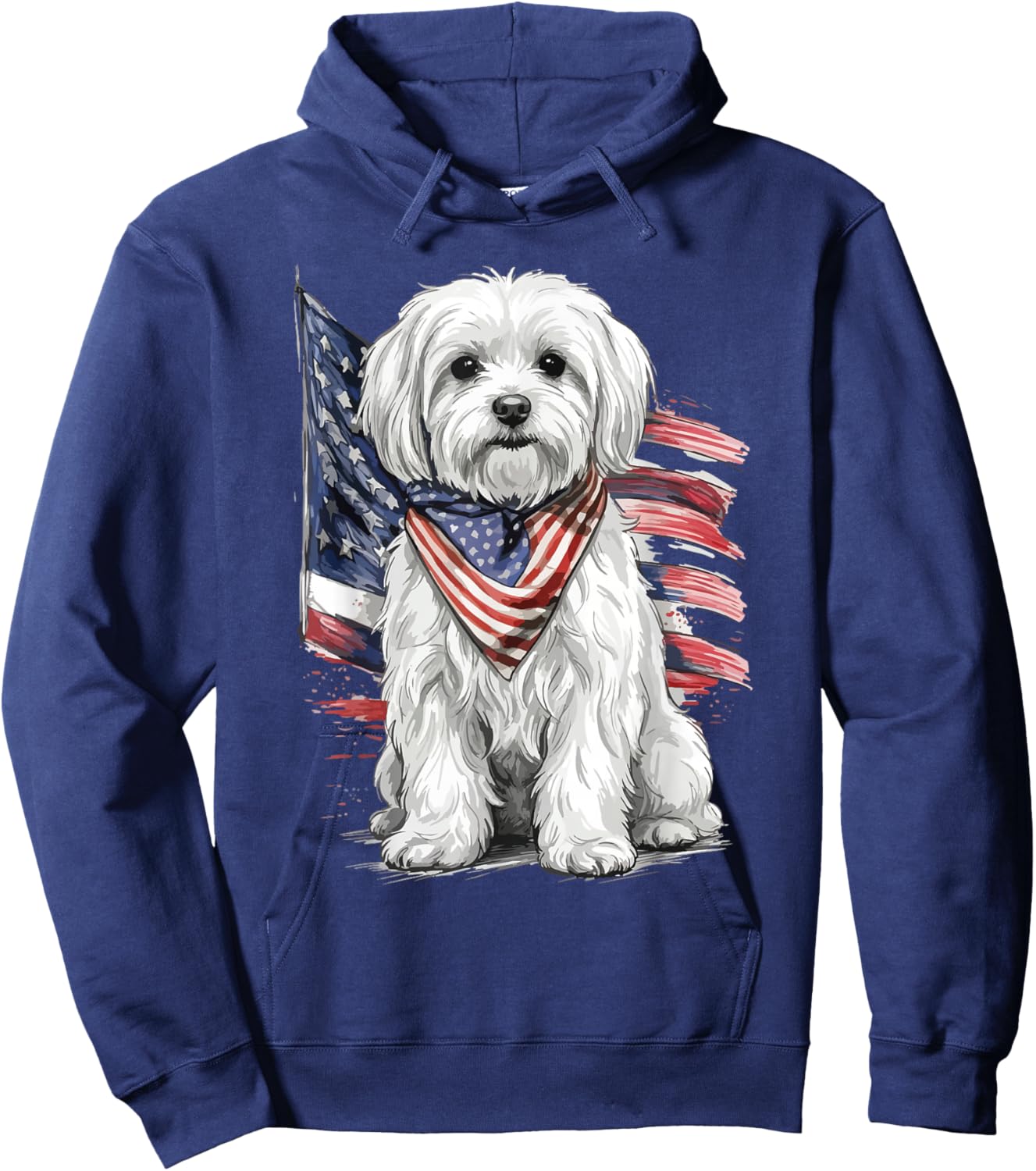 Maltese 4th of July Patriotic Dog Hoodie - Hoodie | Navy