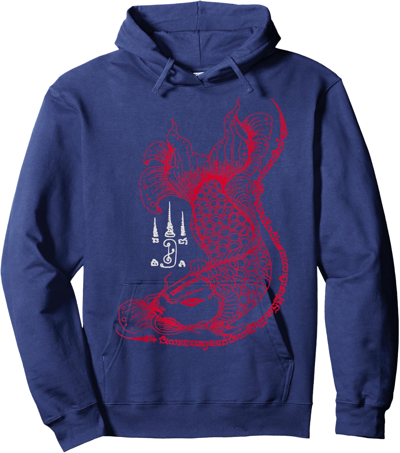 Thailand Dragon Fish Spiritual Sak Yant Thai Tattoo Hoodie - Hoodie | Navy