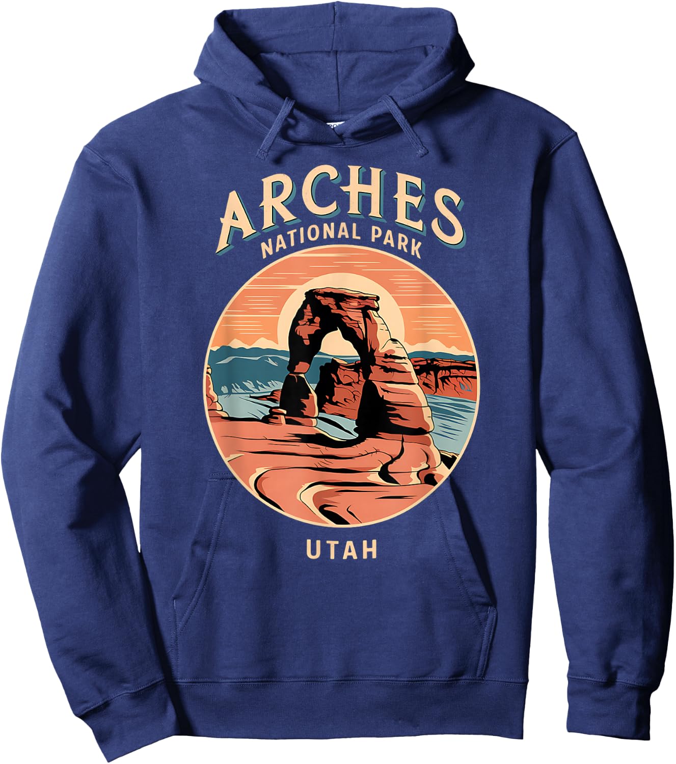 Hiking Camping Scenic Design of Arches National Park Utah Hoodie - Hoodie | Navy