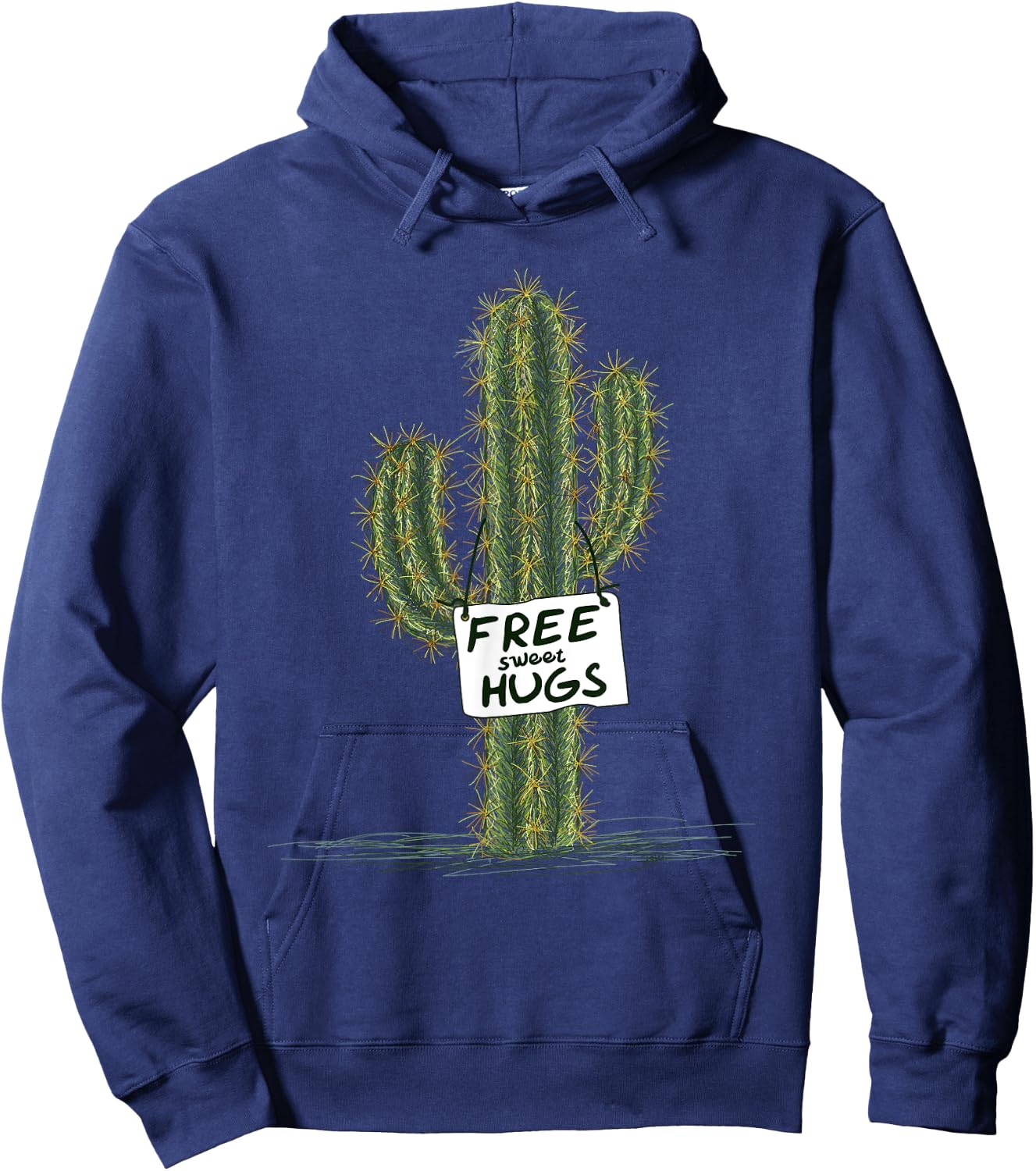 Cactus Cacti Funny Art Humor Free Sweet Hugs Hoodie - Hoodie | Navy