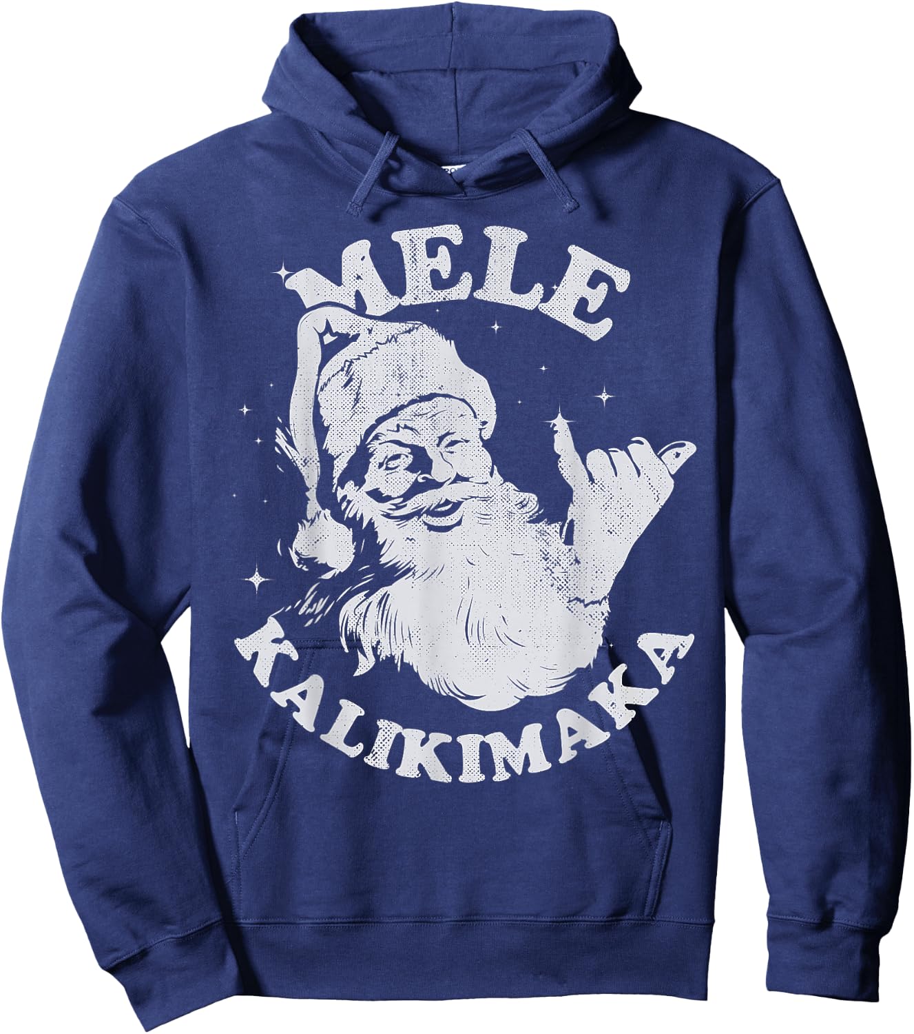Retro Christmas Mele Kalikimaka Santa Shaka Hawaii Hoodie - Hoodie | Navy