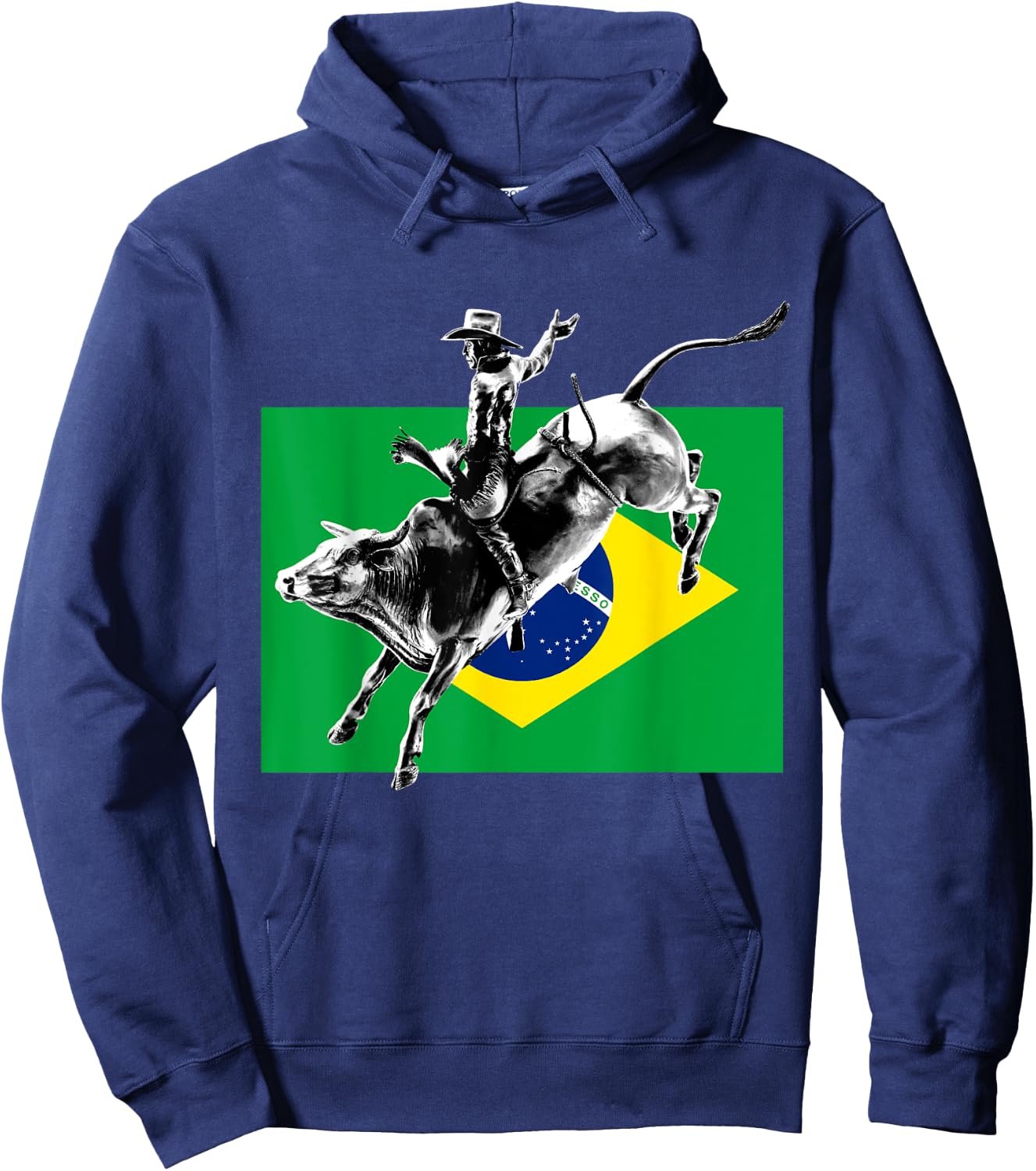 Rodeo Bull Rider Patriotic Flag of Brazil Cowboys Hoodie - Hoodie | Navy