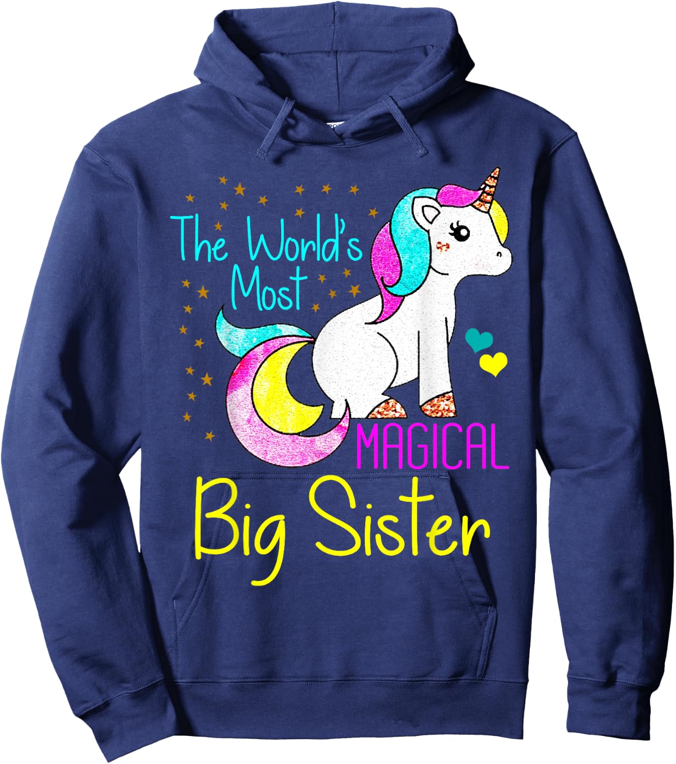 Magical Unicorn Big Sister Cute Funny Novelty Gift Hoodie - Hoodie | Navy