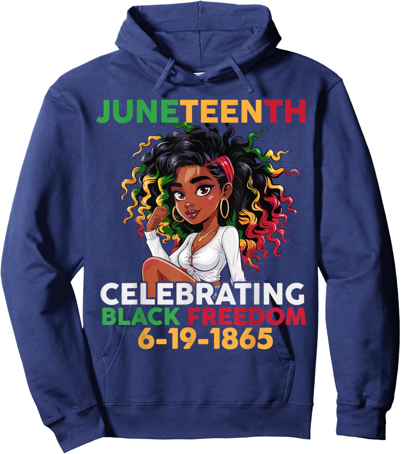Black Girl Juneteenth 6-19-1865 Celebration Black Freedom Hoodie - Hoodie | Navy