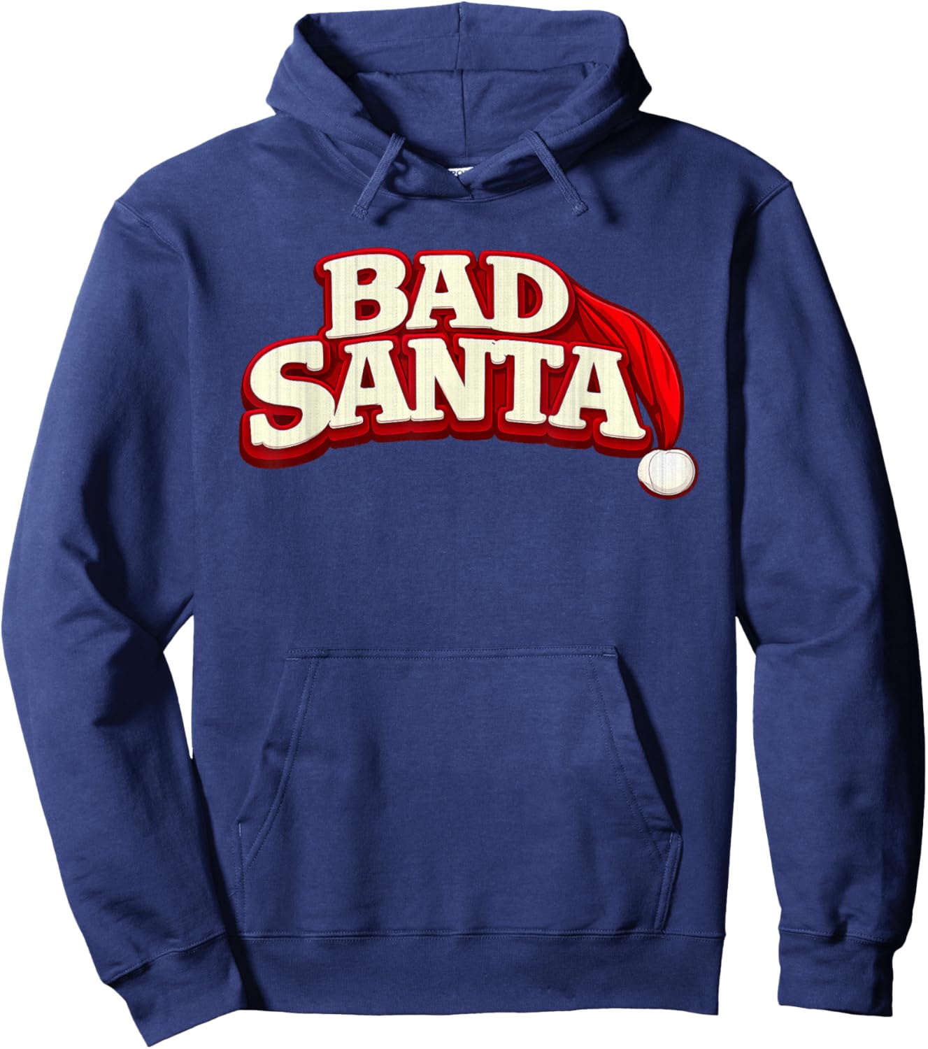 Bad Santa Christmas Text Graphic Hoodie - Hoodie | Navy