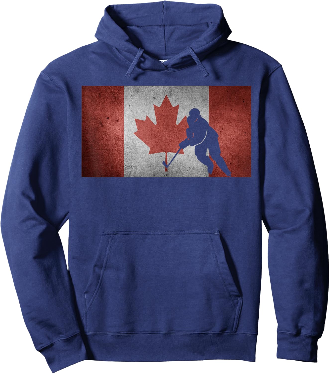 Canadian Hockey Player Canada Flag Maple Leaf Ice Skating Hoodie - Hoodie | Navy