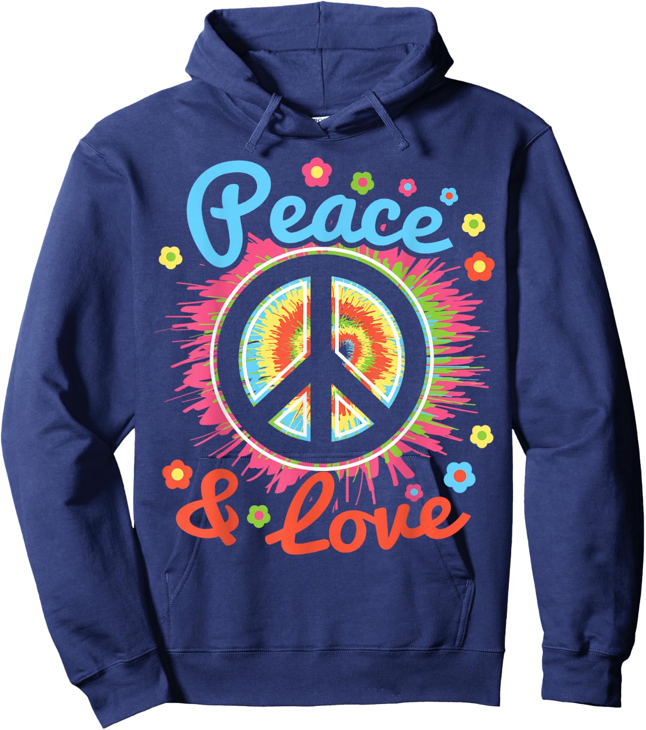 Peace and Love Peace Sign Positive Inspiration 70's Hippie Hoodie - Hoodie | Navy