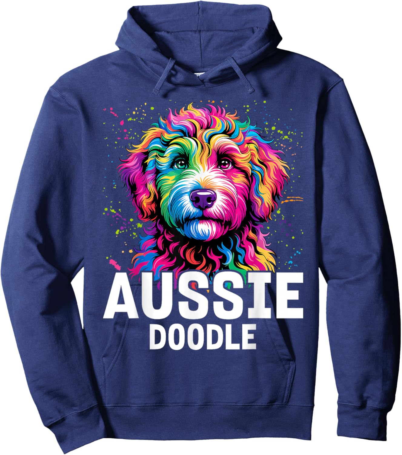 Aussiedoodle Aussie Doodle Puppy Dog Lover Colorful Black Hoodie - Hoodie | Navy