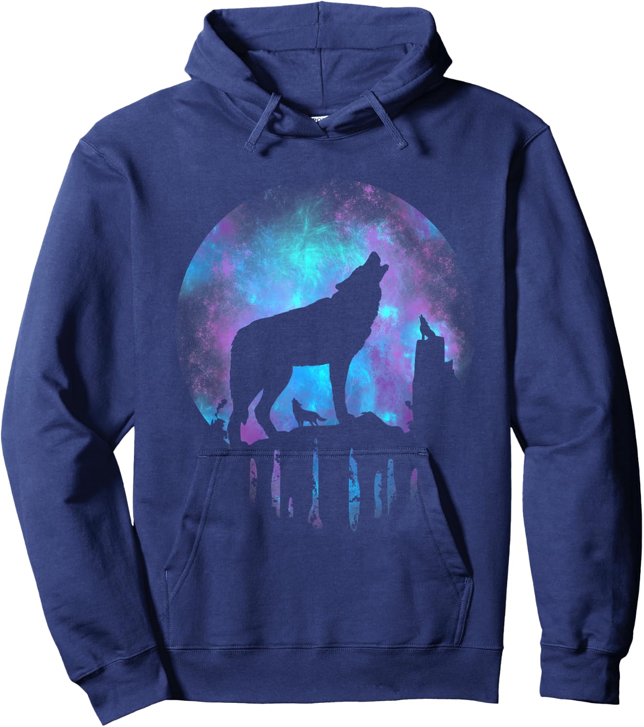 Wolf Galaxy Moon Hoodie - Hoodie | Navy