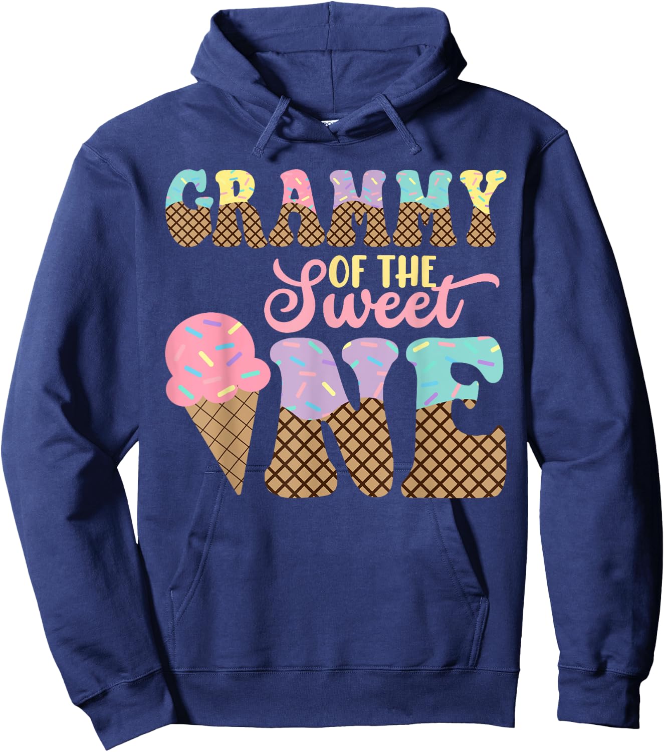 Grammy Of The Sweet One Ice Cream 1st First Birthday Family Hoodie - Hoodie | Navy
