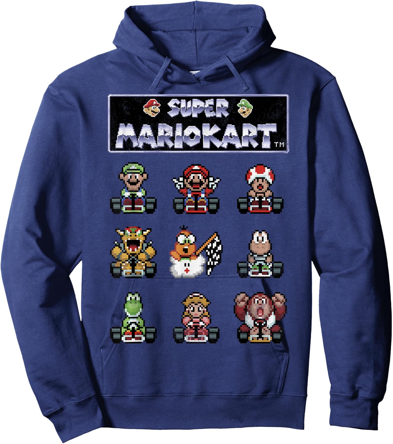 Mario Kart 8-bit Group Racers Retro Graphic Hoodie - Hoodie | Navy
