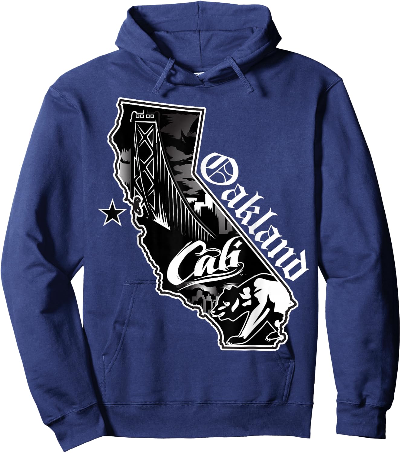 Oakland California Map Northern Cali Bay Area CA Hoodie - Hoodie | Navy