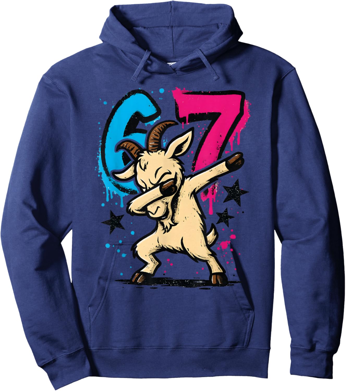 Dabbing Goat Six Seven Meme Graffiti Style Dancing Animal Hoodie - Hoodie | Navy