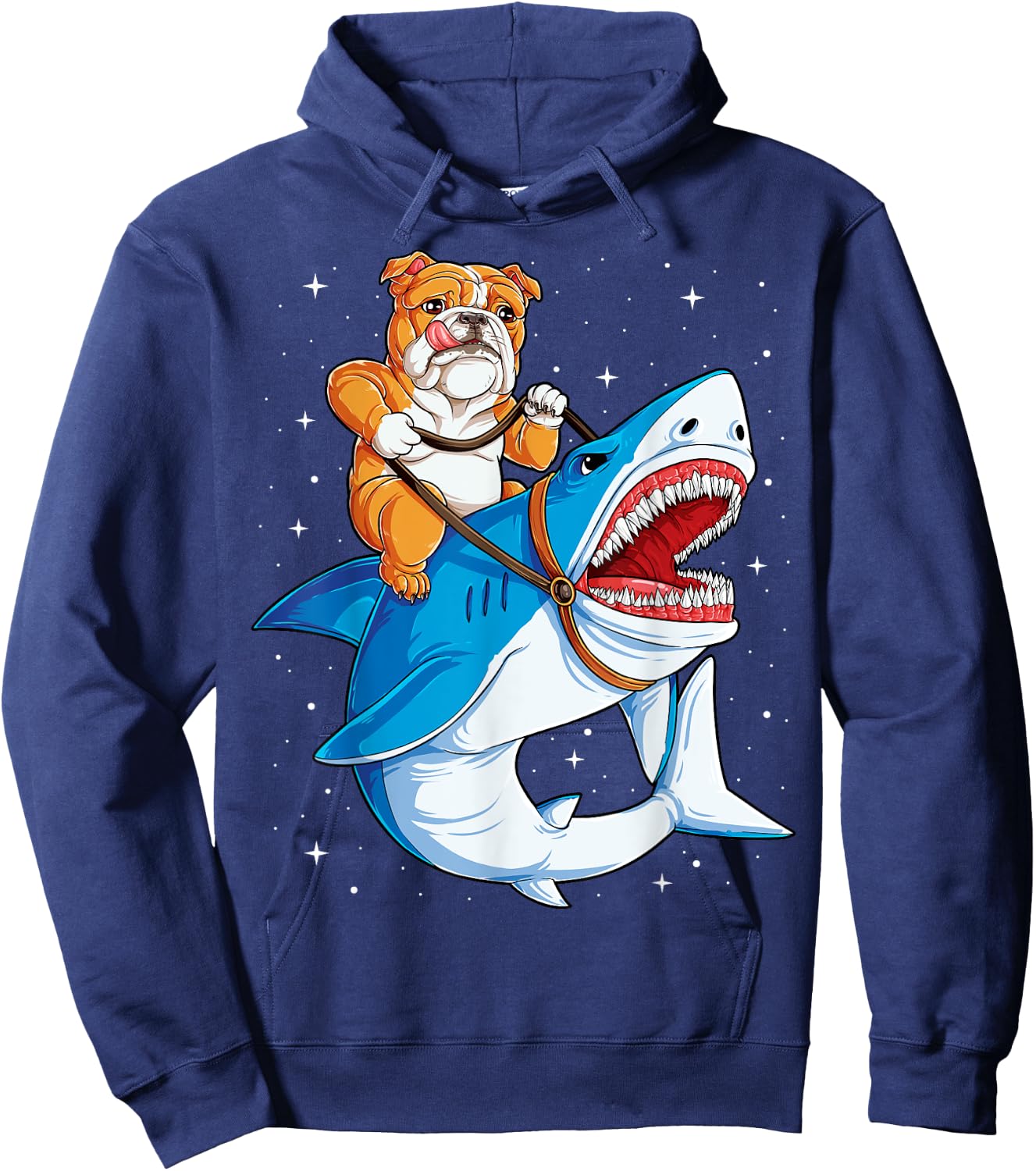 English Bulldog Shark T shirt Kids Space Galaxy Jawsome Gift Hoodie - Hoodie | Navy