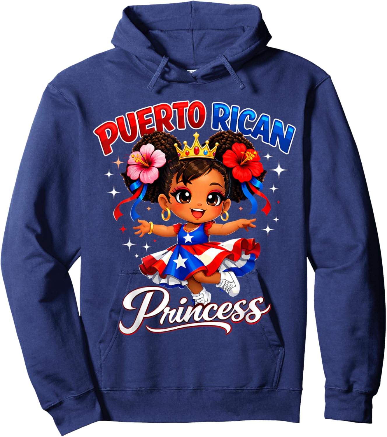 Puerto Rican Princess Puerto Rico Hispanic Heritage Girls Hoodie - Hoodie | Navy