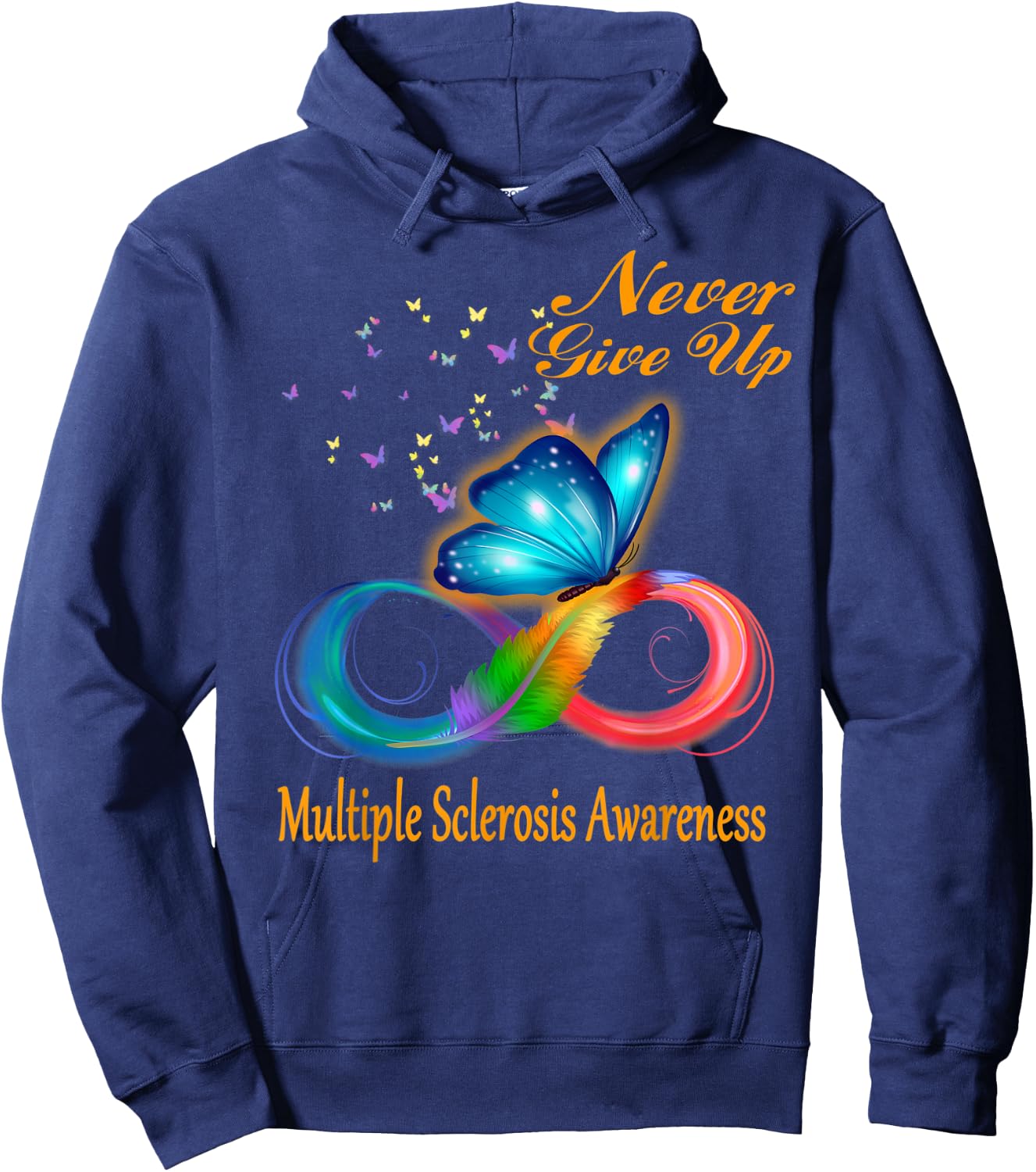 Butterfly Multiple Sclerosis Awareness Hoodie - Hoodie | Navy