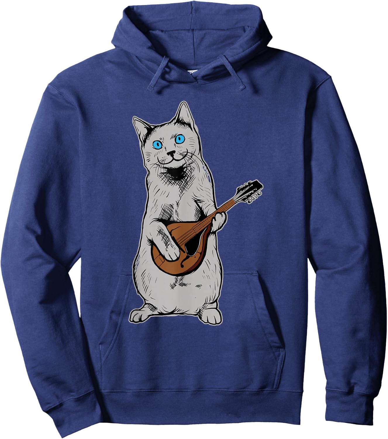Musician Cat Playing Mandolin Bluegrass Hoodie - Hoodie | Navy
