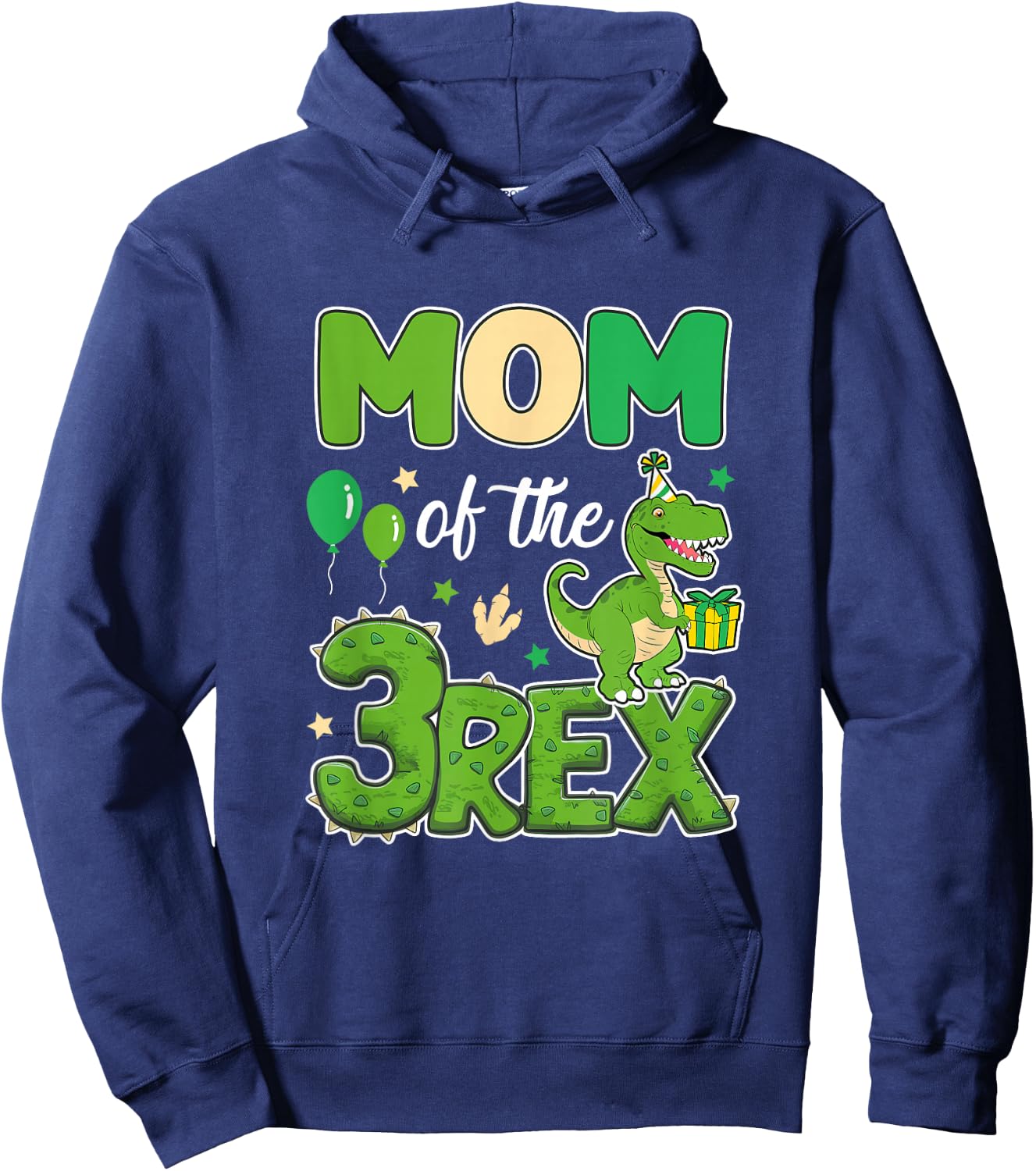 Mom Of The Three Rex Birthday Dinosaur Family Matching Hoodie - Hoodie | Navy
