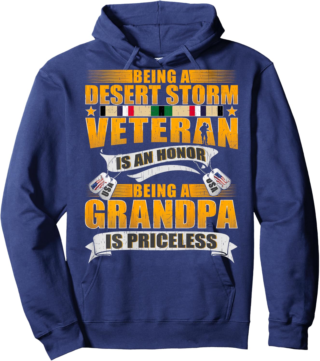 Being Desert Storm Veteran Is An Honor Grandpa Is Priceless Hoodie - Hoodie | Navy