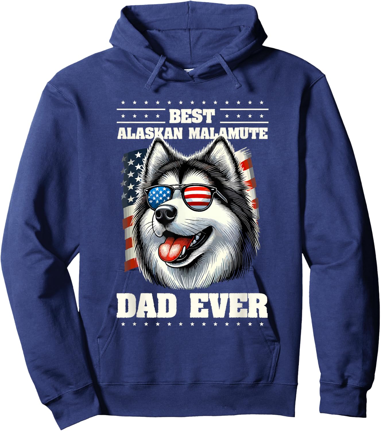 Alaskan Malamute Dad American USA Flag Malamutes Hoodie - Hoodie | Navy