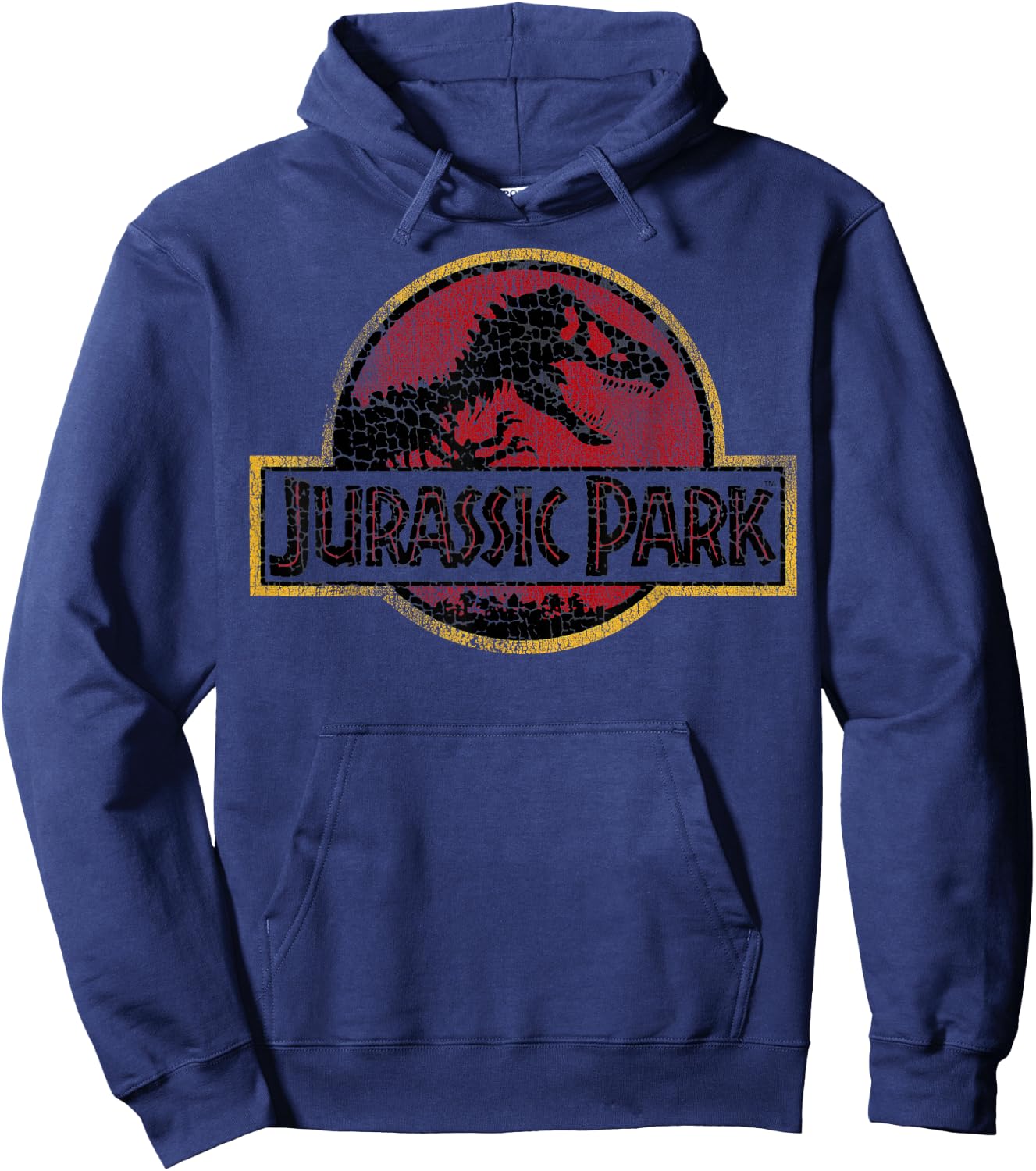Jurassic Park Cracked Classic Vintage Logo Hoodie - Hoodie | Navy
