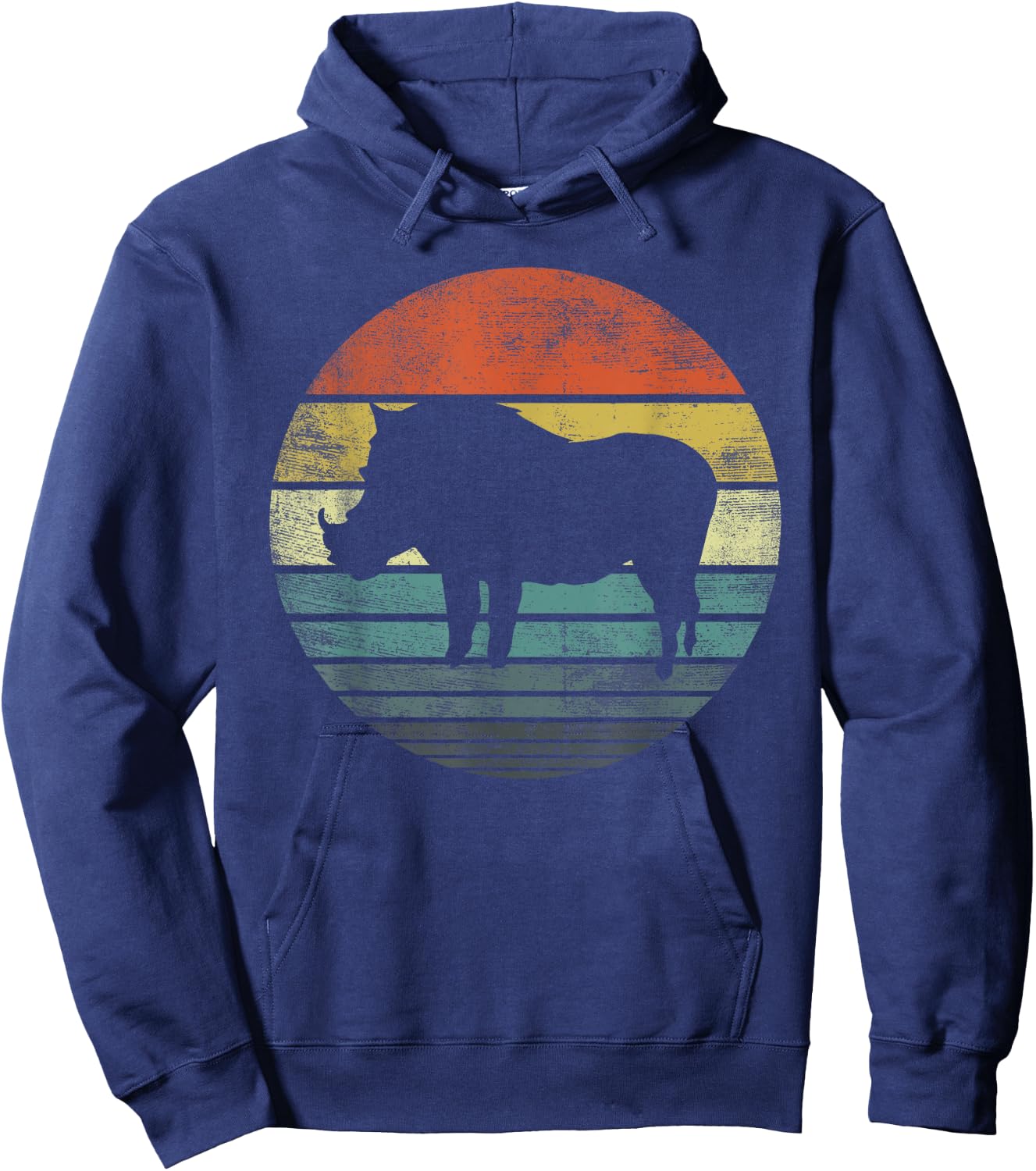 Warthog Lover Gift Funny Retro Vintage Zoo Animal Silhouette Hoodie - Hoodie | Navy