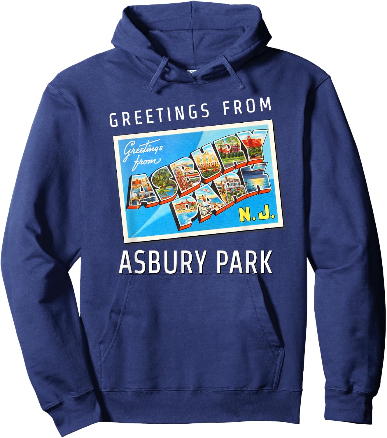 Asbury Park New Jersey NJ Travel Souvenir Gift Postcard Small Hoodie - Hoodie | Navy