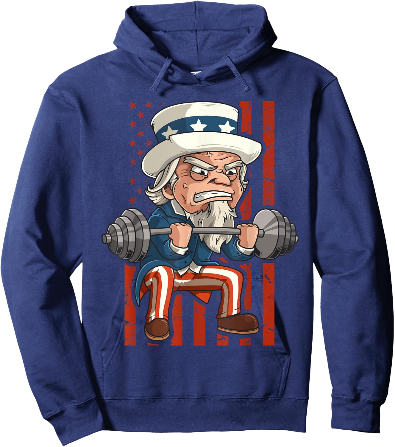 Weightlifting Uncle Sam Patriotic 4th of July Gym Workout Hoodie - Hoodie | Navy
