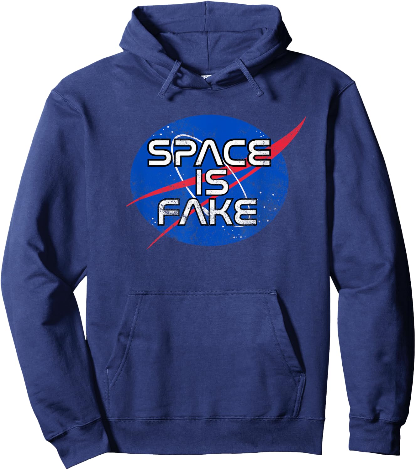 "SPACE IS FAKE" Funny Space Conspiracy Meme Hoodie - Hoodie | Navy