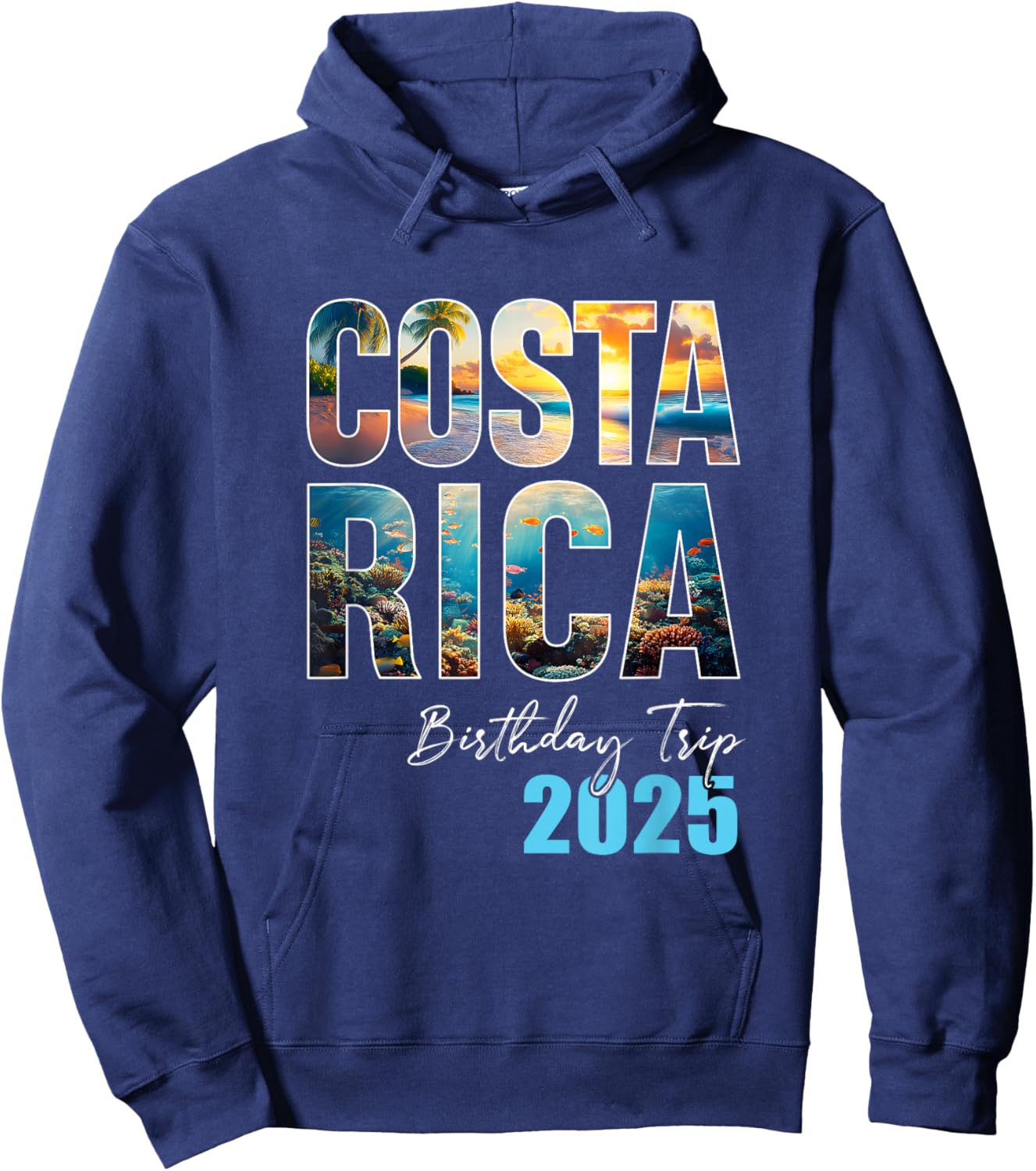 Costa Rica Birthday Trip 2025 Cruise - -Adult, Black, Small, Short Sleeve, Cotton 65% Polyester 35%, Novelty Hoodie - Hoodie | Navy