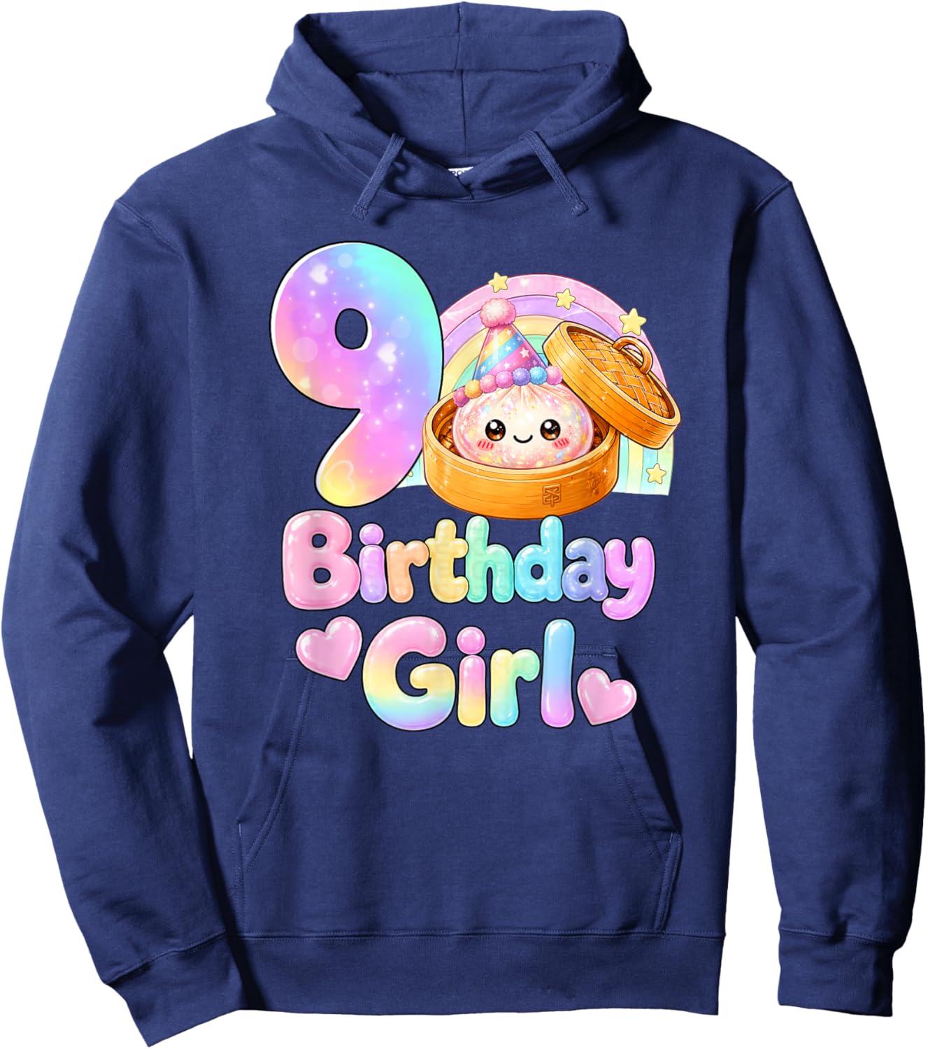 9th Birthday Girl Kawaii Dumpling Anime Birthday Party Hoodie - Hoodie | Navy
