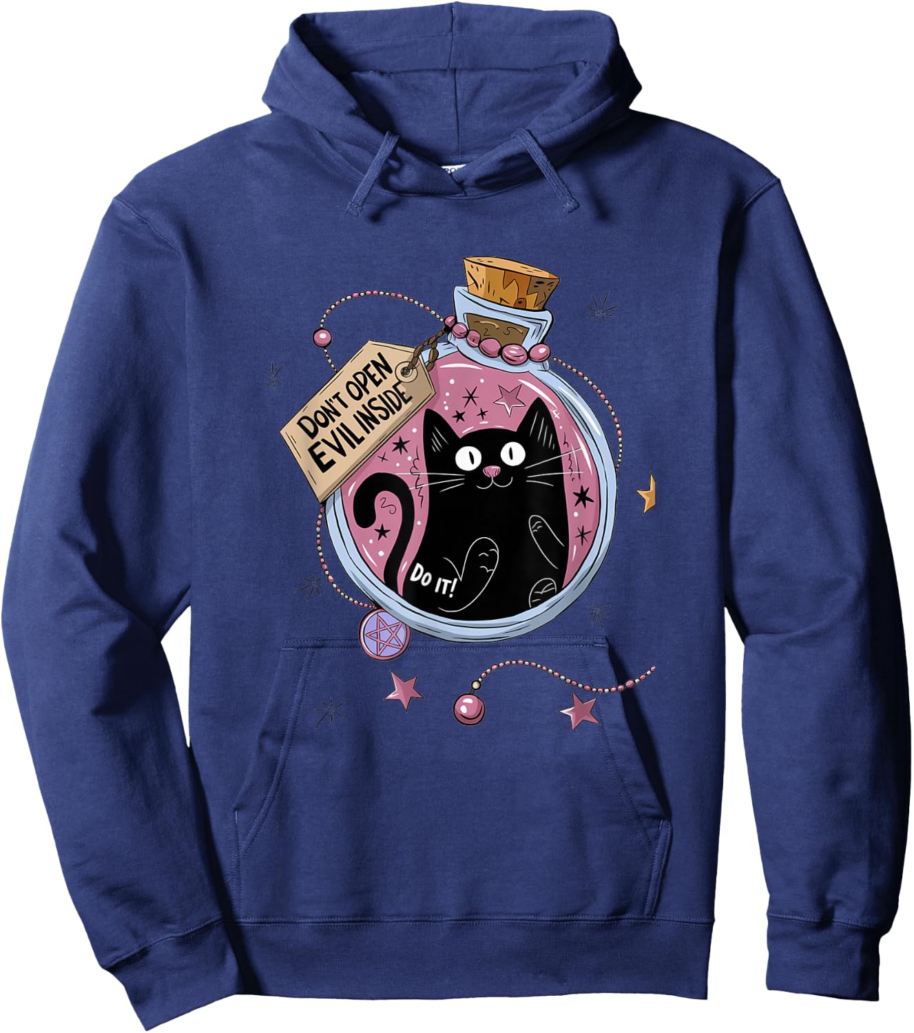 Menace in a Bottle - Cute Evil Cat - Funny Cat Lover Gifts Hoodie - Hoodie | Navy