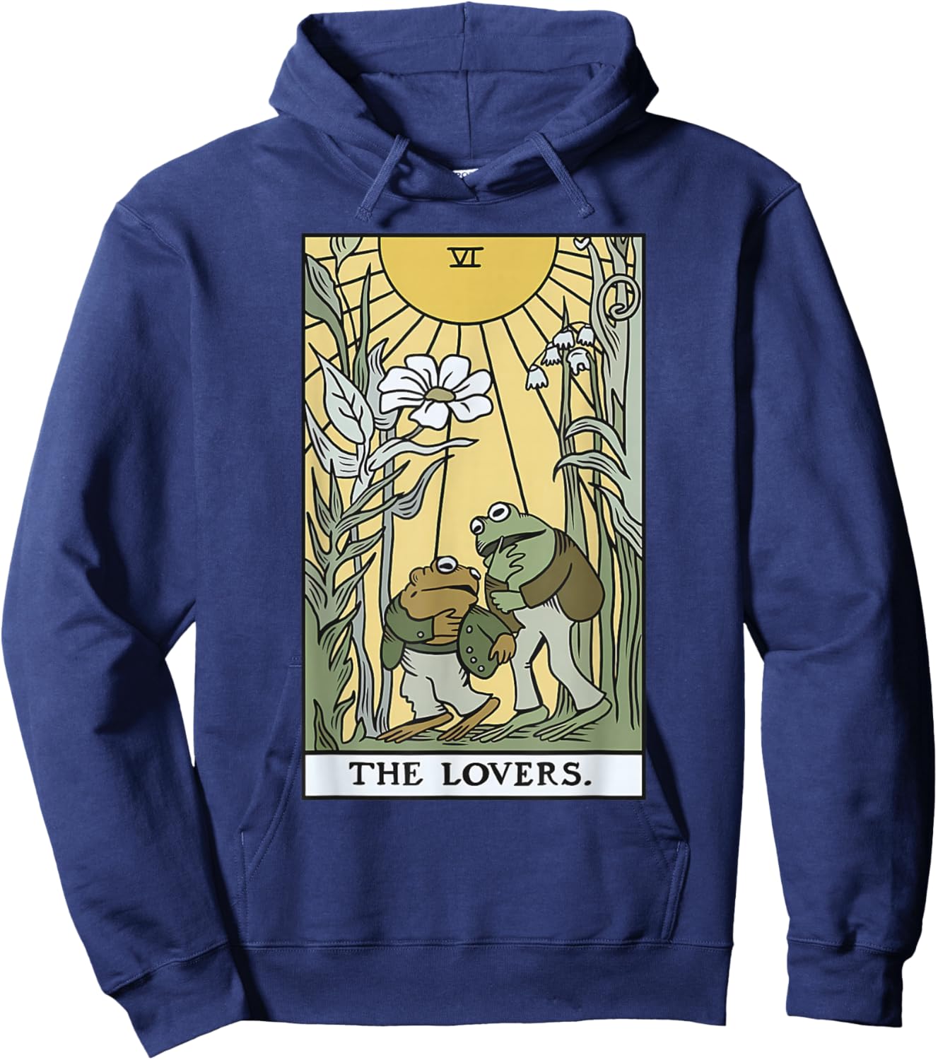The Lovers Frog Toad Tarot Card Vintage Frog Lover Meme Hoodie - Hoodie | Navy