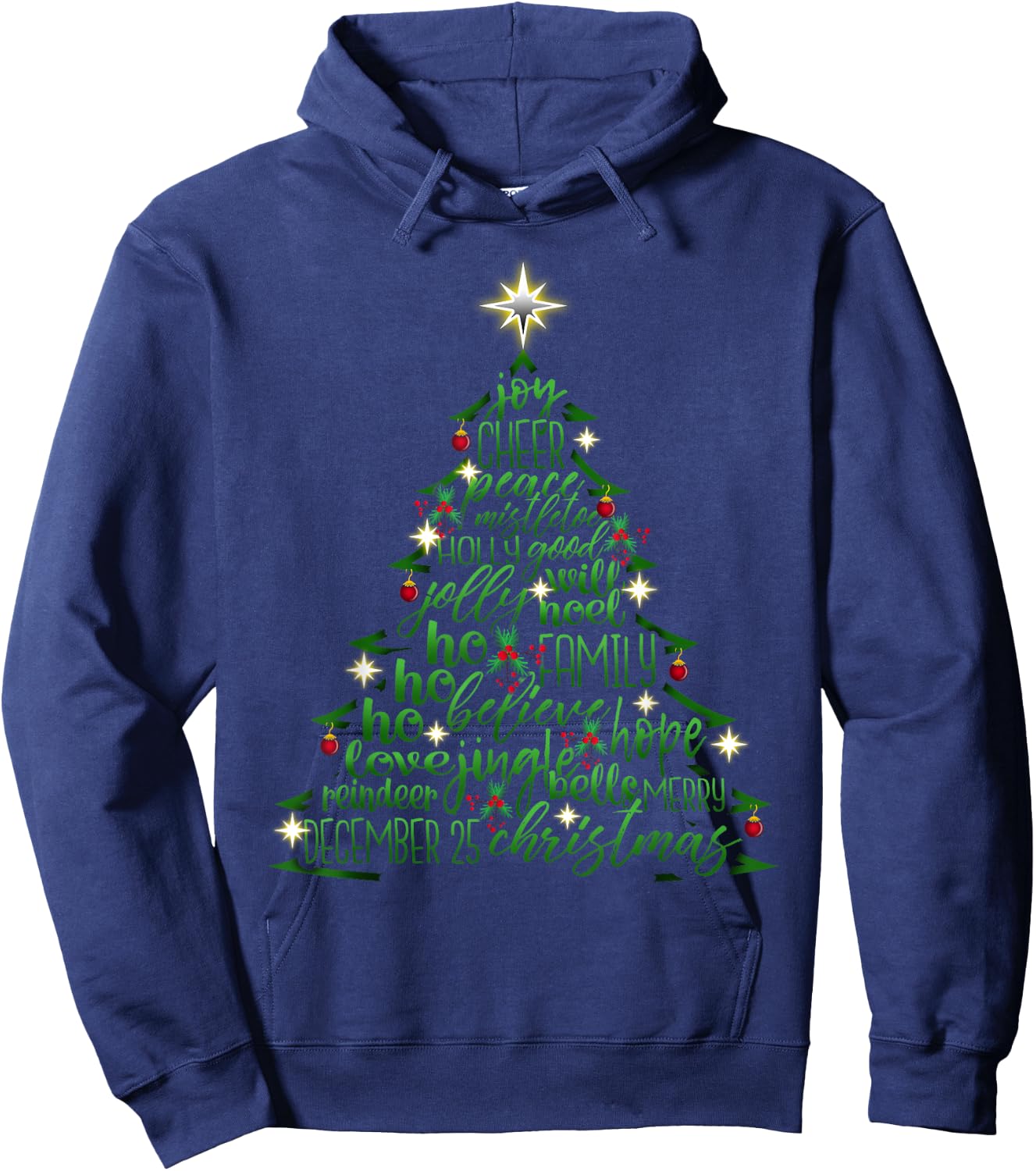 Christmas Tree Word Design Costume Hoodie - Hoodie | Navy