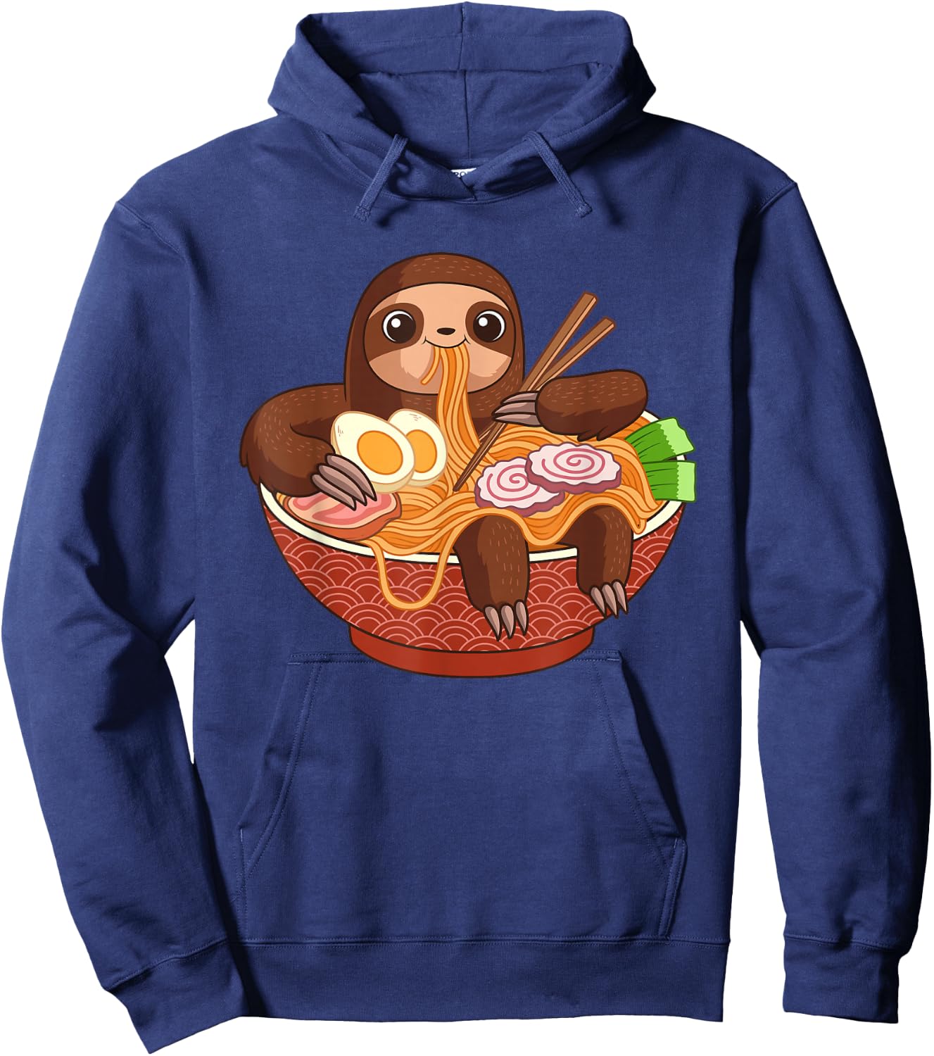 Kawaii Cute Anime Sloth Otaku Japanese Ramen Noodles Hoodie - Hoodie | Navy
