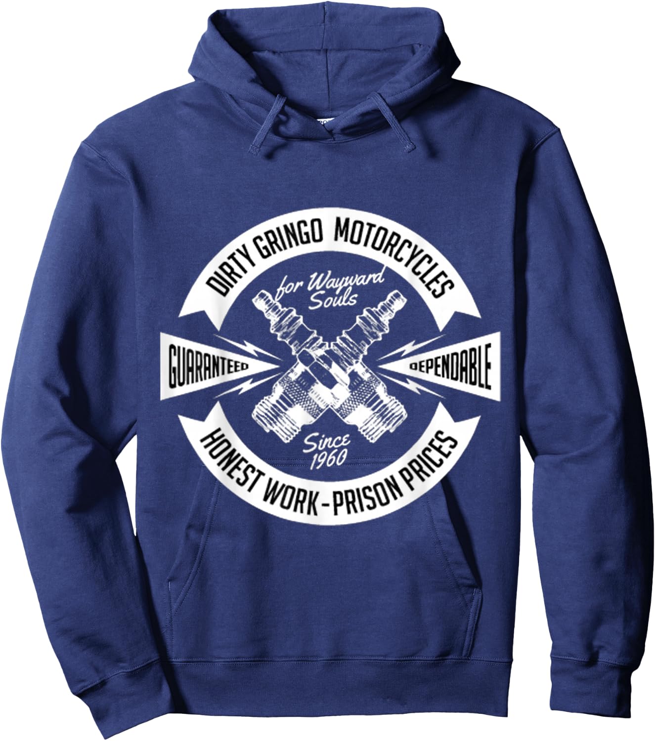 The Dirty Gringo Motorcycle Rat Rod Crossed Spark Plugs Sexy Hoodie - Hoodie | Navy