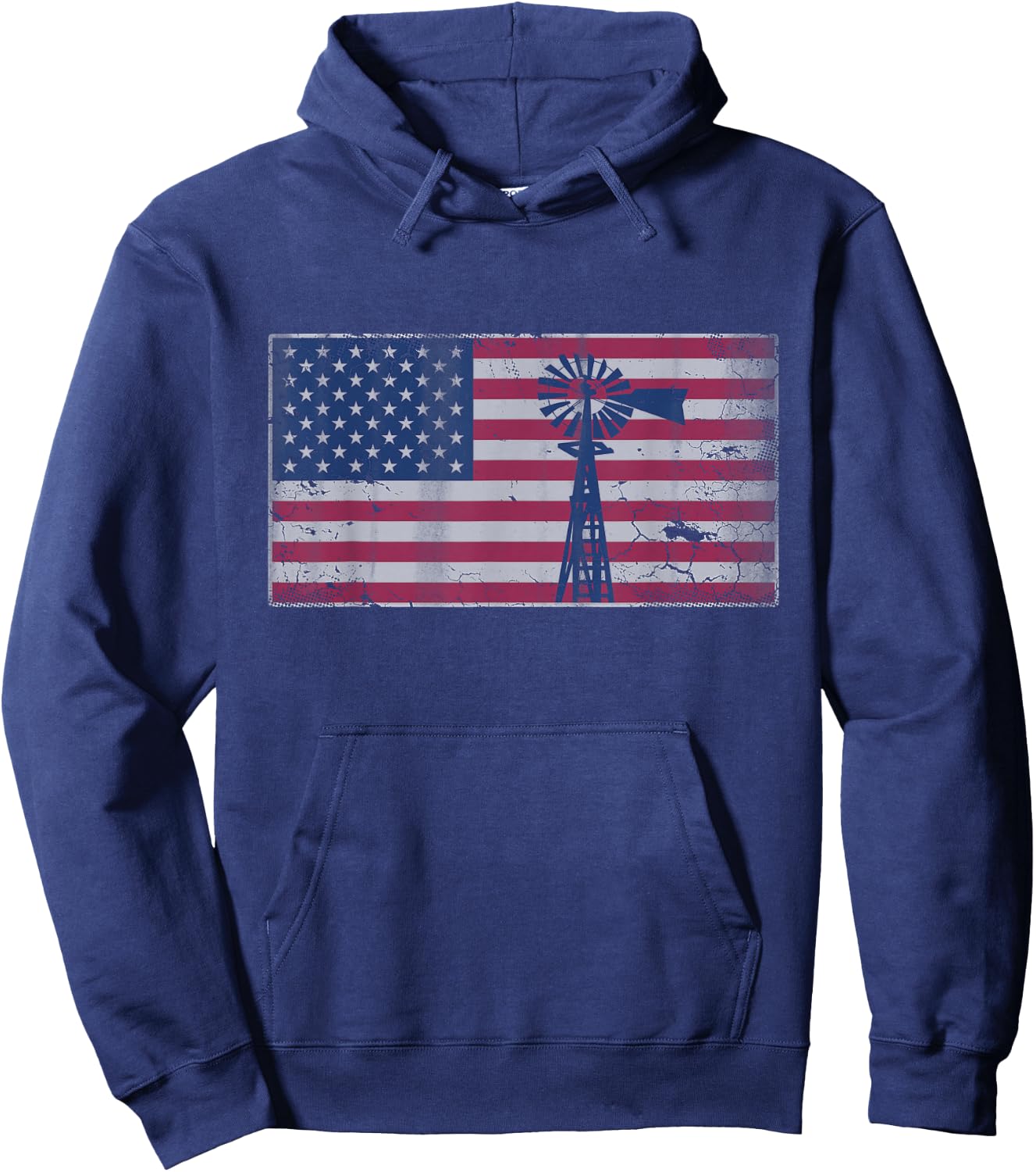 American Flag Windmill 4th of July USA Shirt Hoodie - Hoodie | Navy