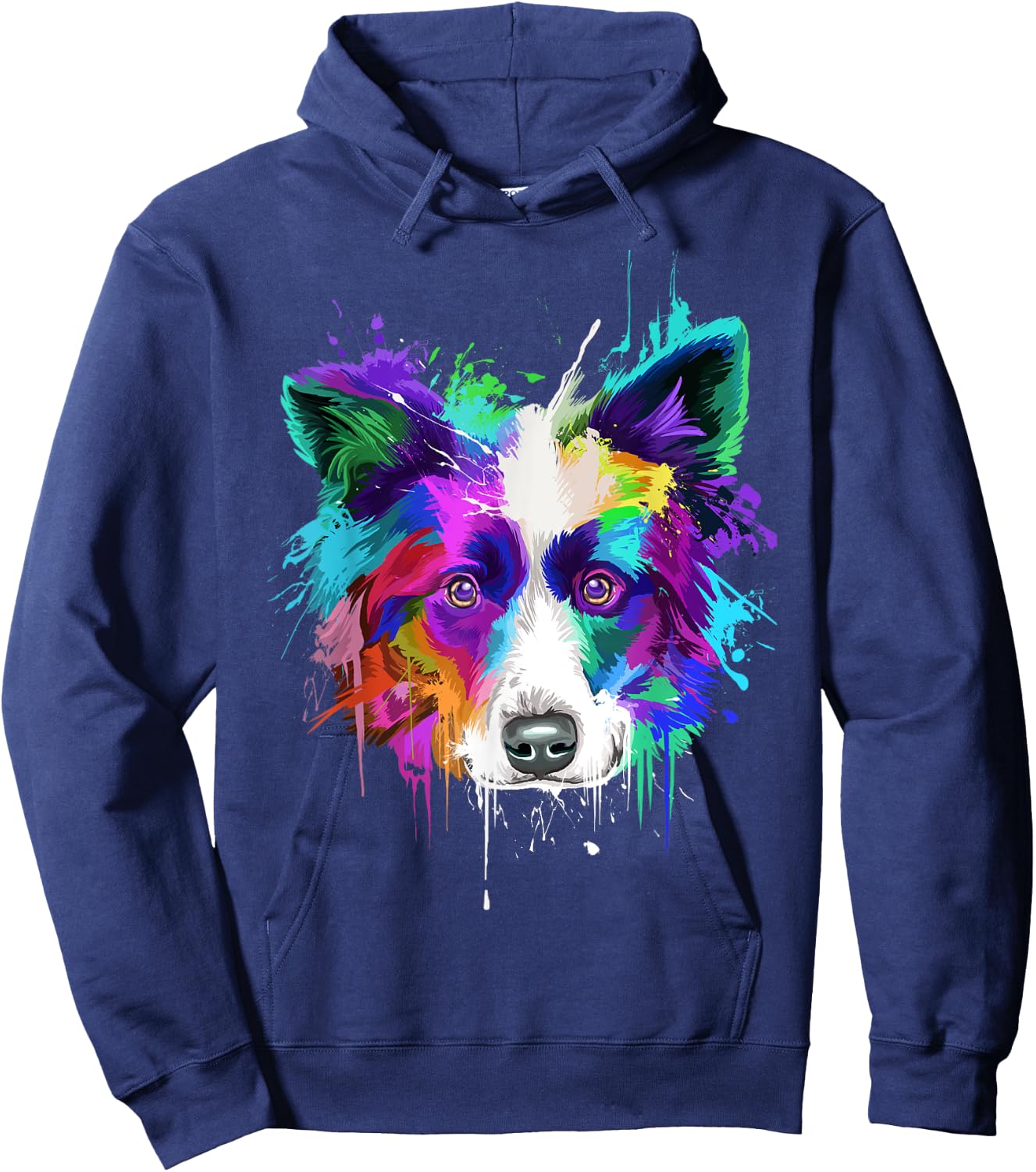 Splash Art Border Collie | Border Collie Owners Gift Hoodie - Hoodie | Navy