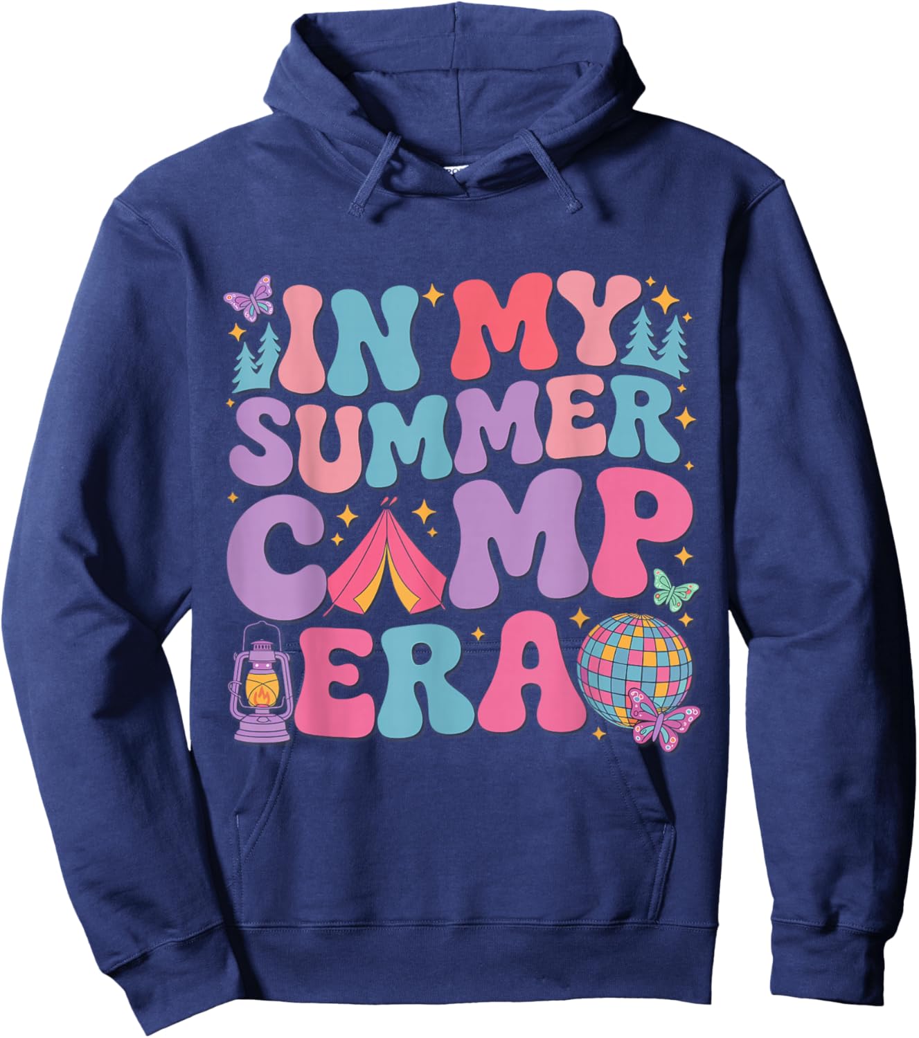 Groovy In My Summer Camp Era Retro Summer Camper Women Kids Hoodie - Hoodie | Navy