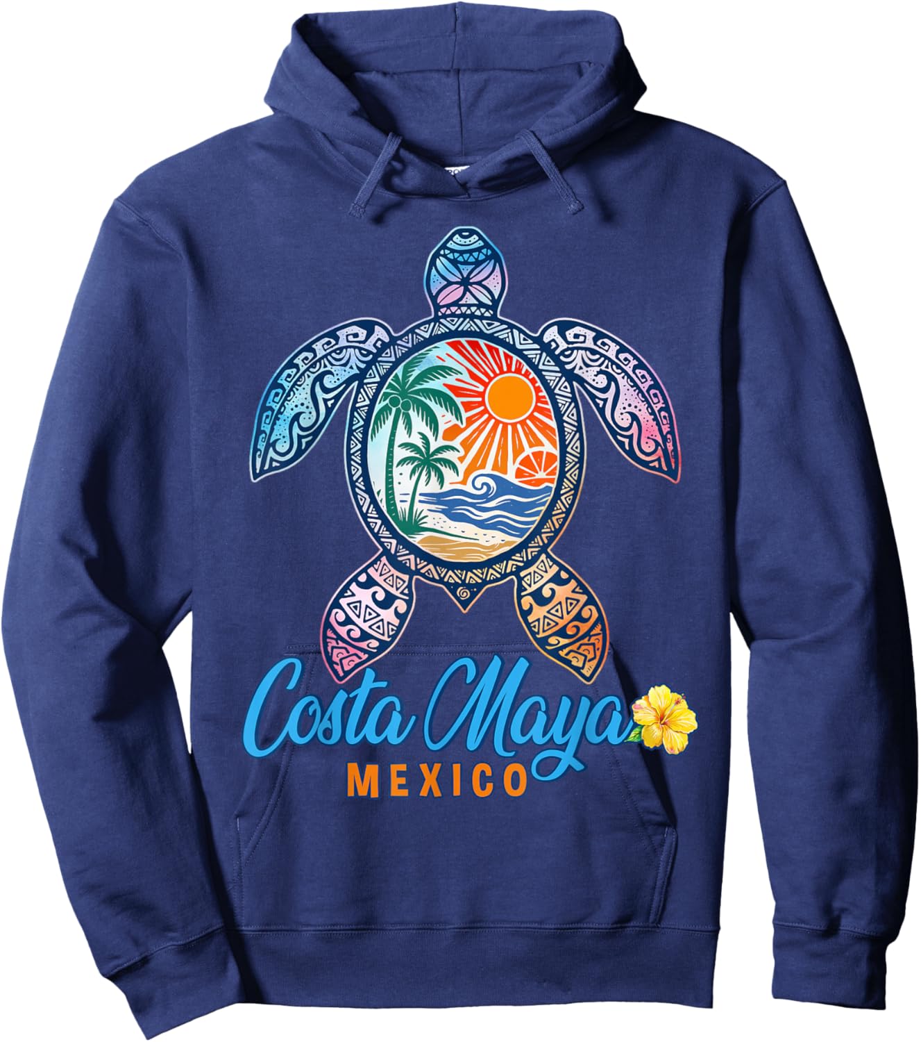 Costa Maya Sea Turtle Souvenir Mexico Summer Beach Vacation Hoodie - Hoodie | Navy