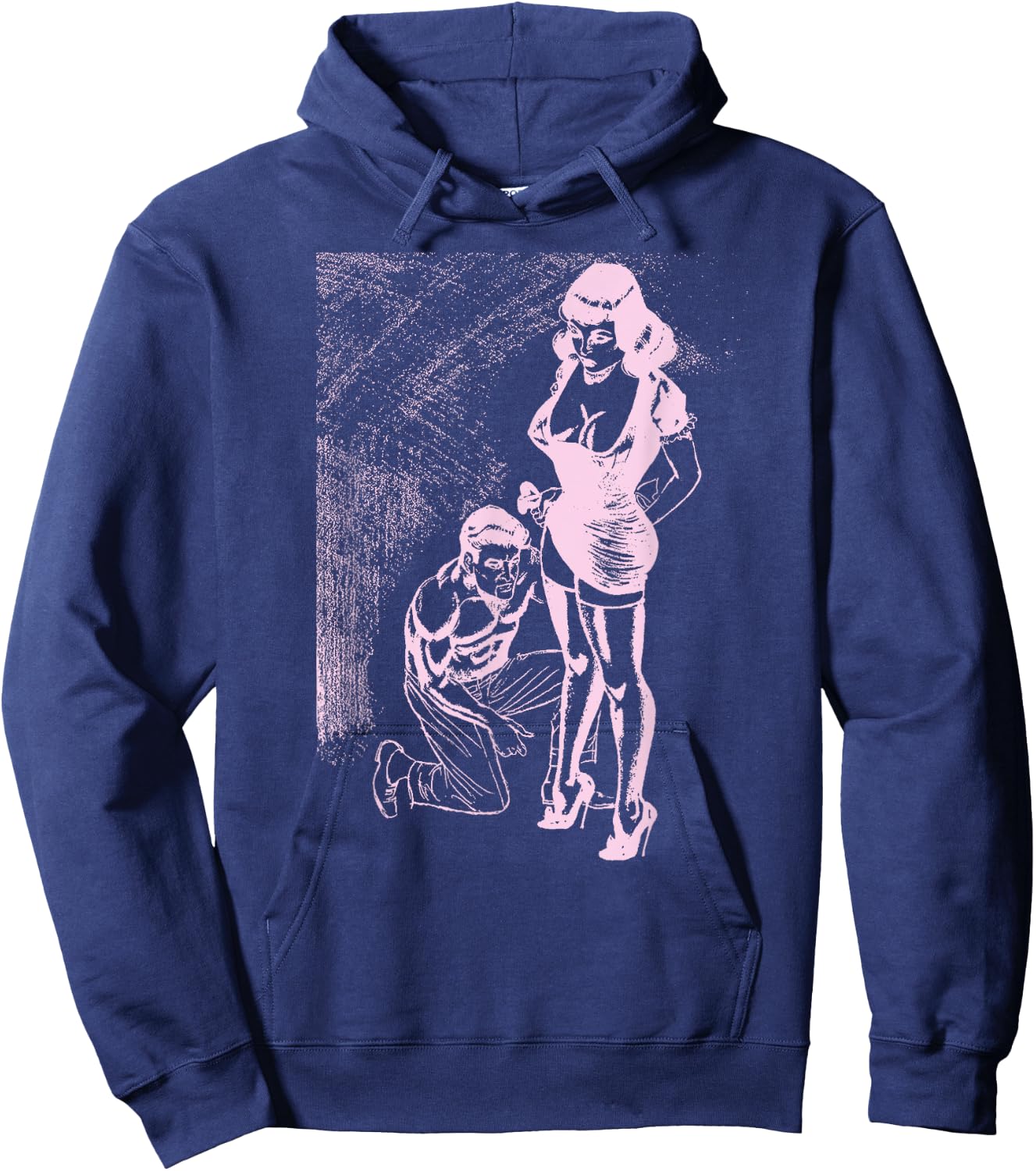 Retro Man In Submission BDSM Shirt-Sexy Dominatrix Hoodie - Hoodie | Navy