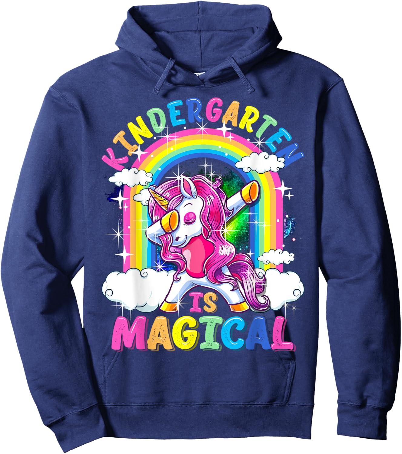 Kindergarten Is Magical Dabbing Unicorn Back To School Girls Hoodie - Hoodie | Navy