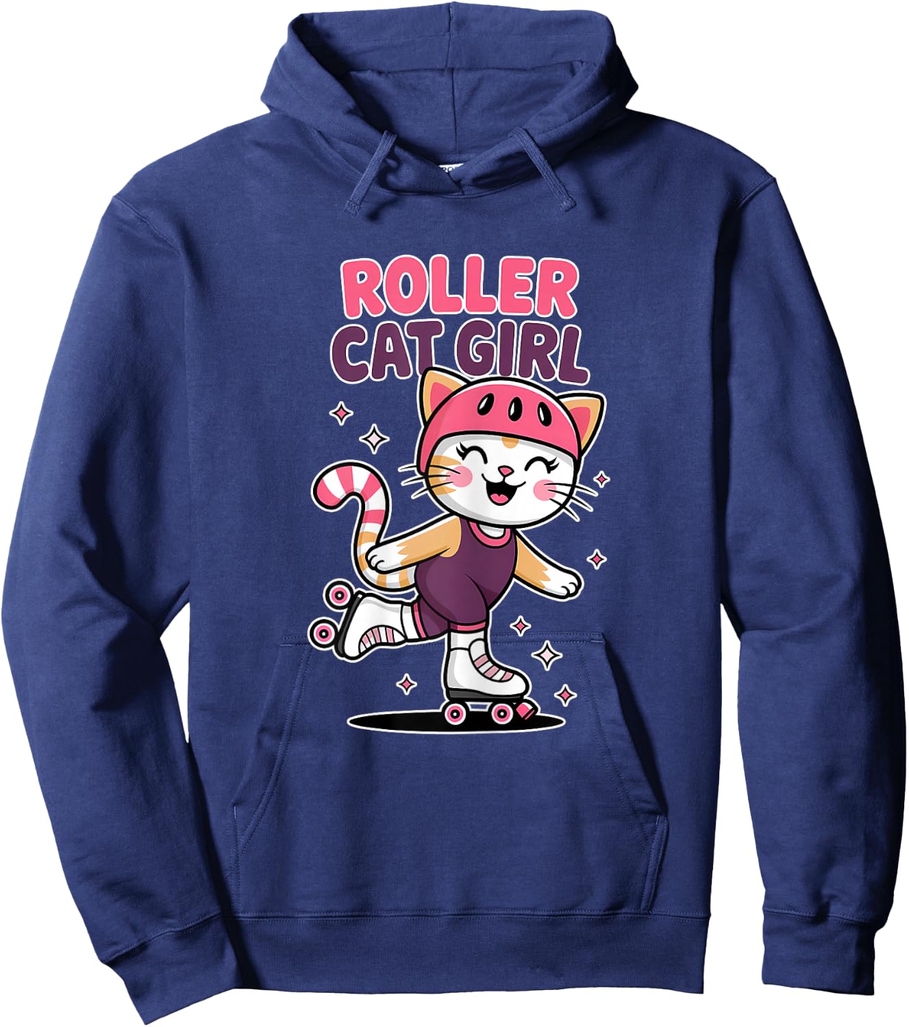 Roller Cat Girl Skating Cat Funny Roller Skating Hoodie - Hoodie | Navy