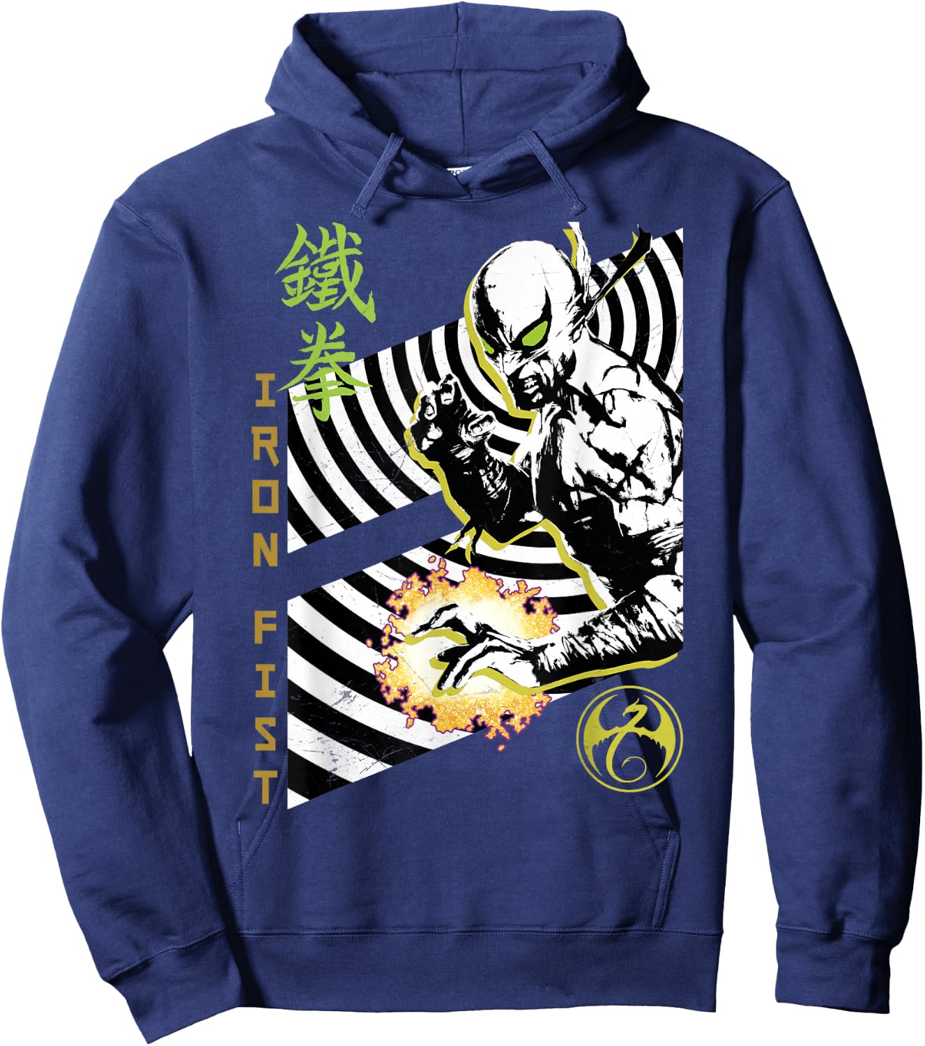 Marvel Iron Fist Living Weapon Portal Vortex Graphic Hoodie - Hoodie | Navy