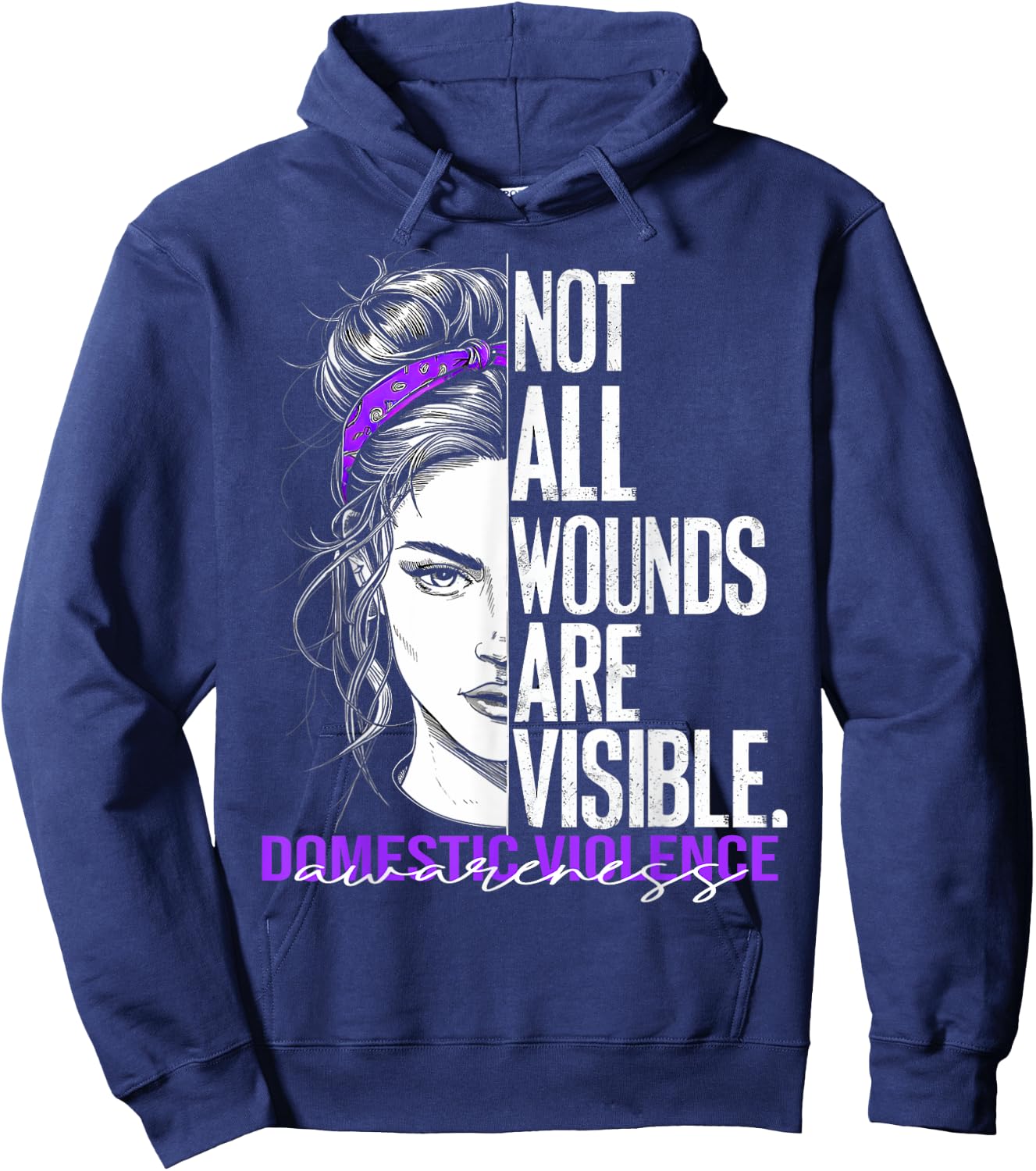 Not All Wounds Are Visible Women Domestic Violence Awareness Hoodie - Hoodie | Navy