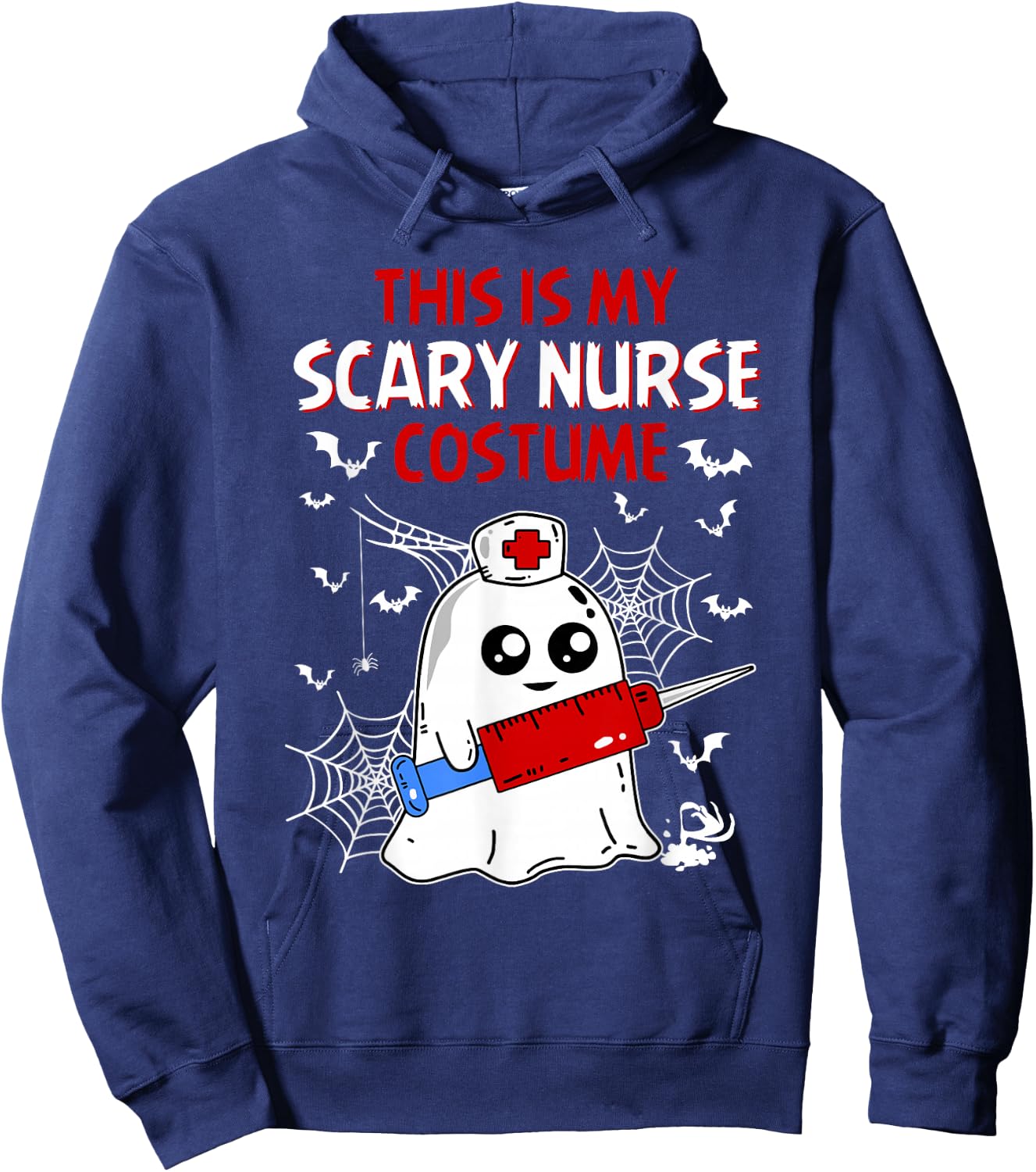 Halloween My Scary Nurse Costume Funny Ghost Scrub Women Hoodie - Hoodie | Navy