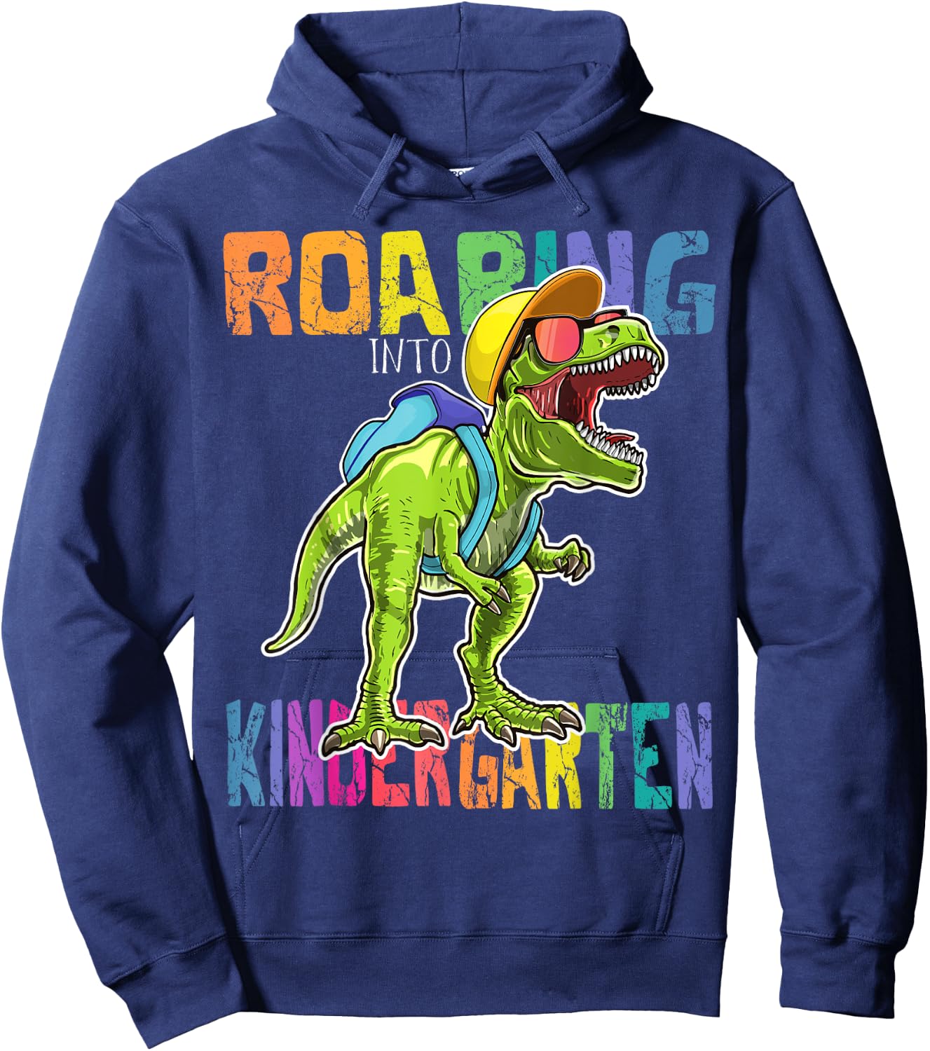 Roaring Kindergarten Dinosaur T Rex Back to School Boys Gift Hoodie - Hoodie | Navy