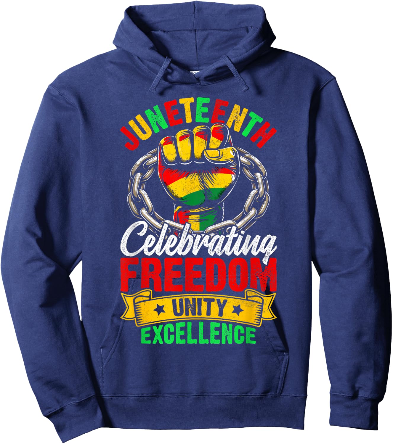 Juneteenth Freedom Fist Unity Strength Black History Hoodie - Hoodie | Navy