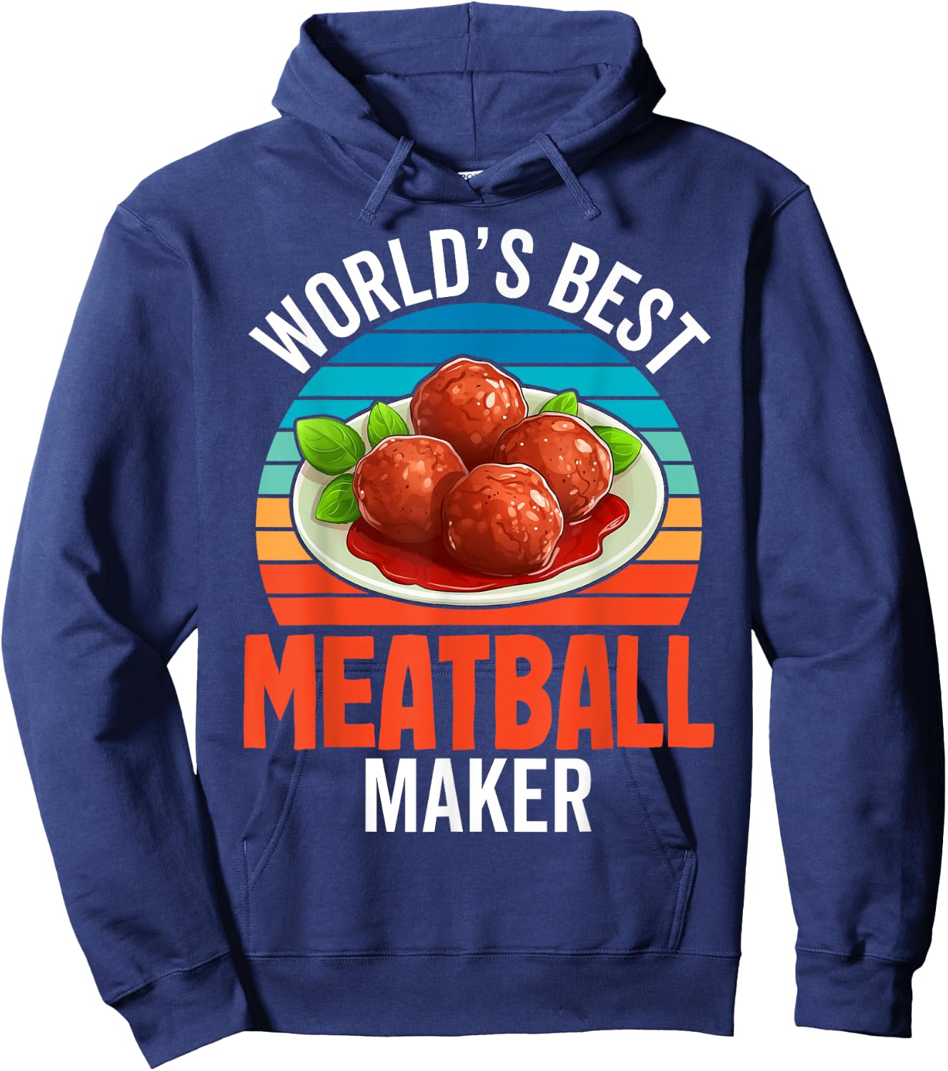 World's Best Meatball Maker Retro Style Meatball Chef Gifts Hoodie - Hoodie | Navy