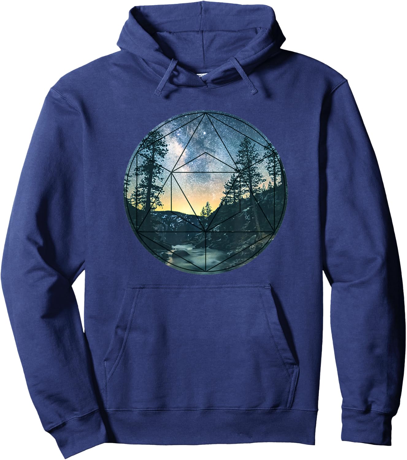 Sacred Geometry Meets Nature Outdoor Mountains & Galaxy Hoodie - Hoodie | Navy